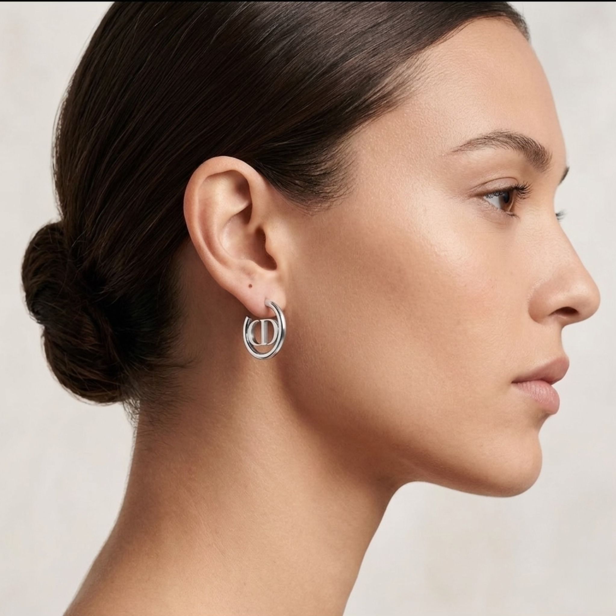 LYS01572 Dior 30 Montaigne 銀色圓環耳環