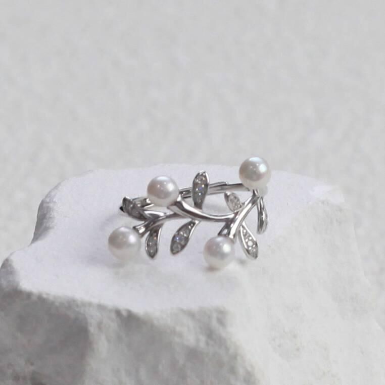 (EC64) 4-5MM天然淡水珍珠戒指(S925) - #珍珠 #2004PE