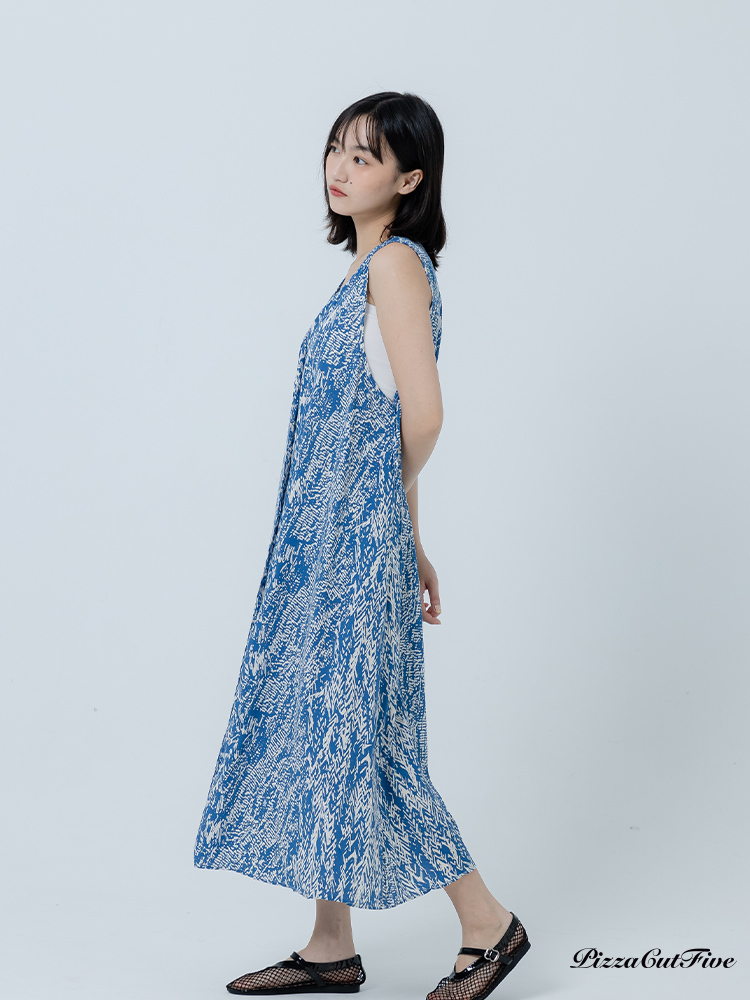 [兩件1580｜涼感洋裝]不規則交錯V領排扣洋装 PizzaCutFive PCF262486077
