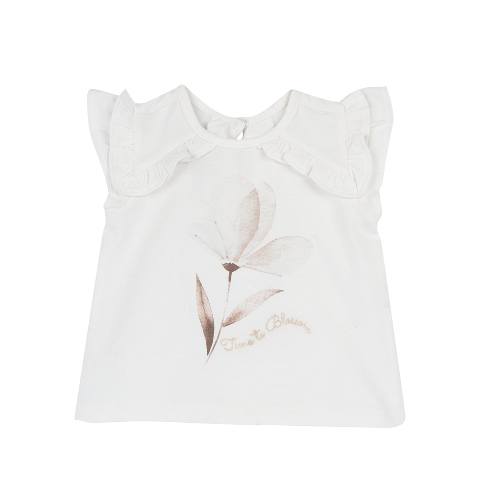 摩洛哥花園-渲染花朵荷葉袖上衣