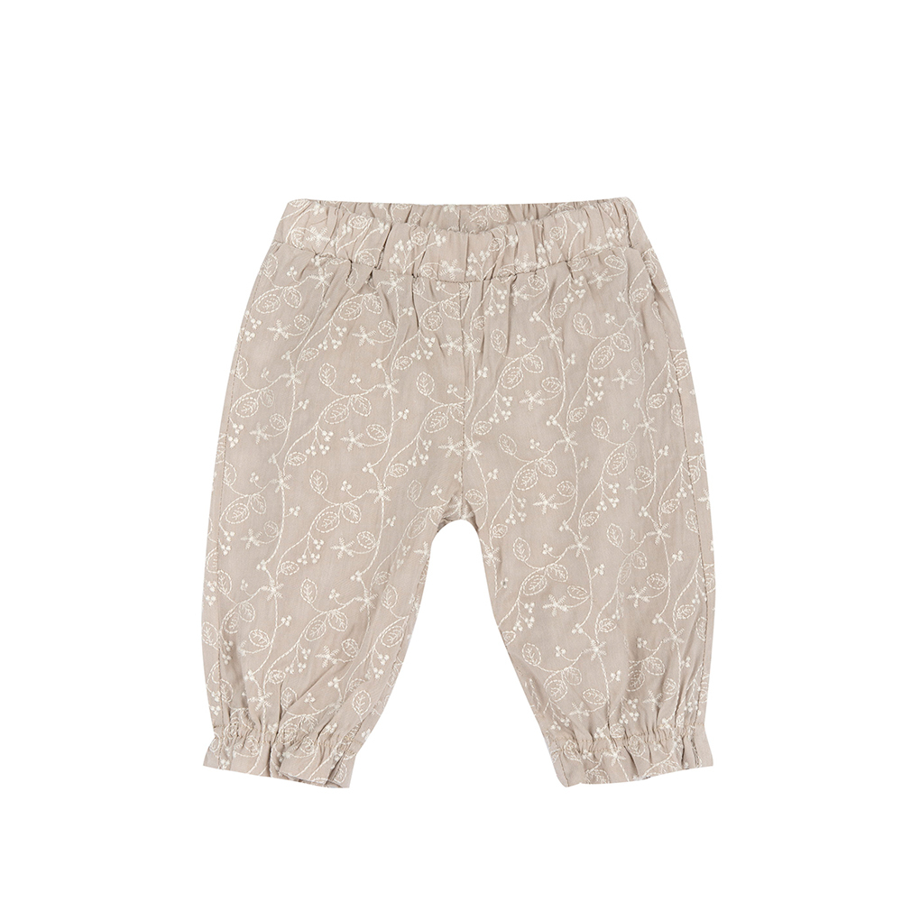 摩洛哥花園-繡花朵布泡泡長褲