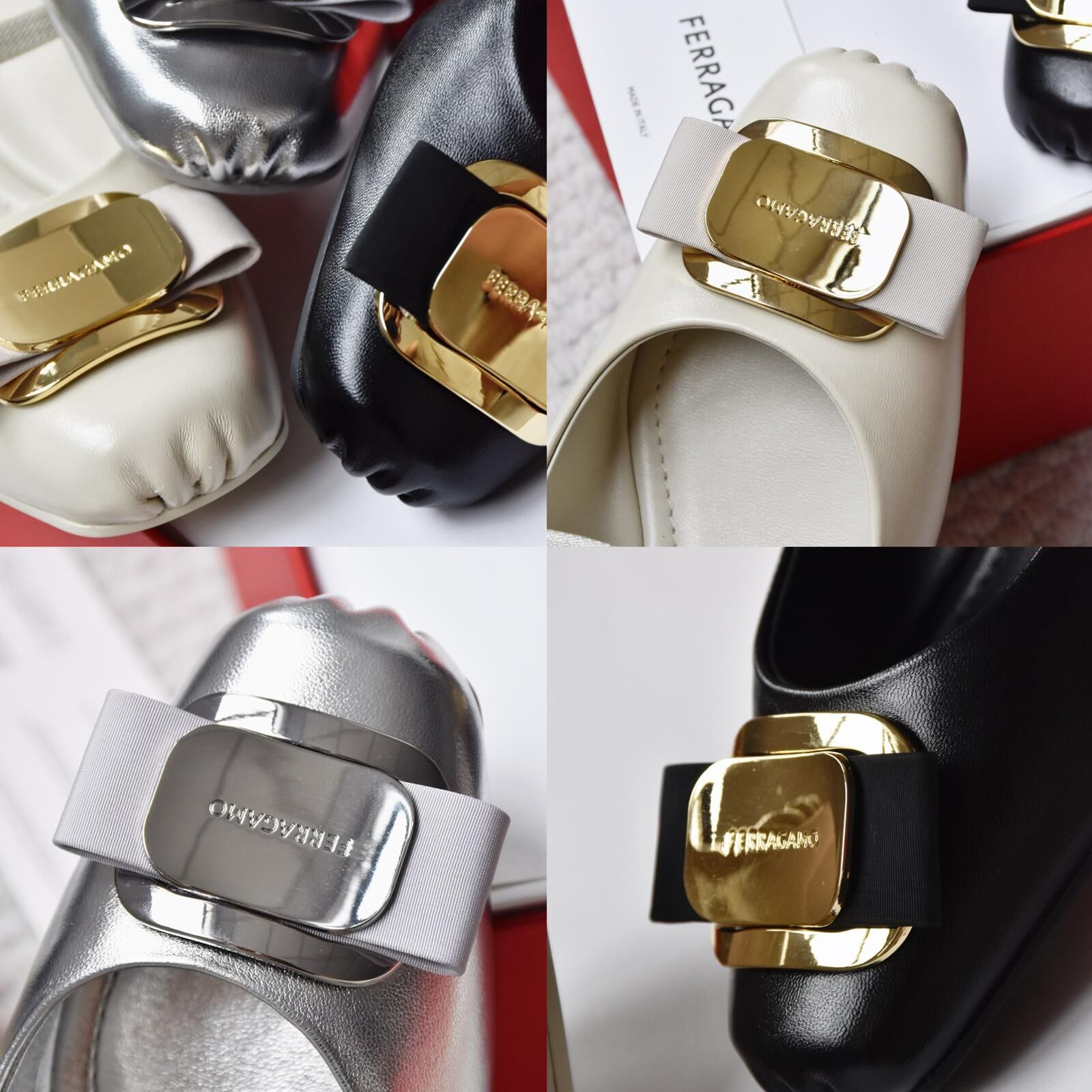 Ferragamo新款Vara蝴蝶結中跟芭蕾鞋