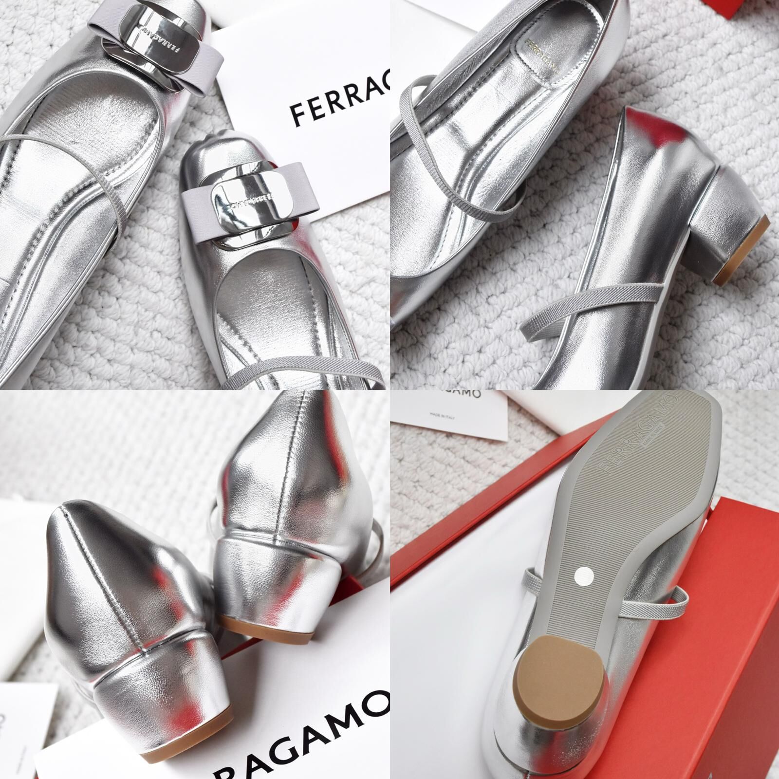 Ferragamo新款Vara蝴蝶結中跟芭蕾鞋