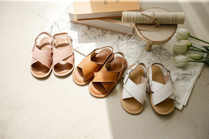 正韓夏Babyzzam 三色交叉編織涼鞋