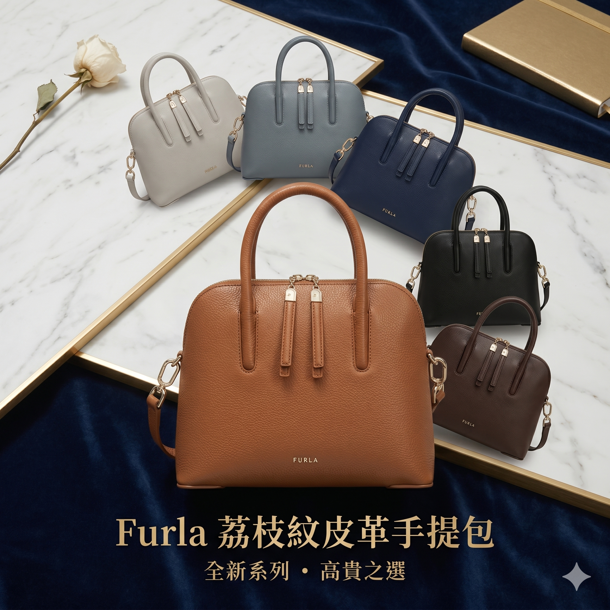 【預購】 H041852 Furla 荔枝紋皮革手提包