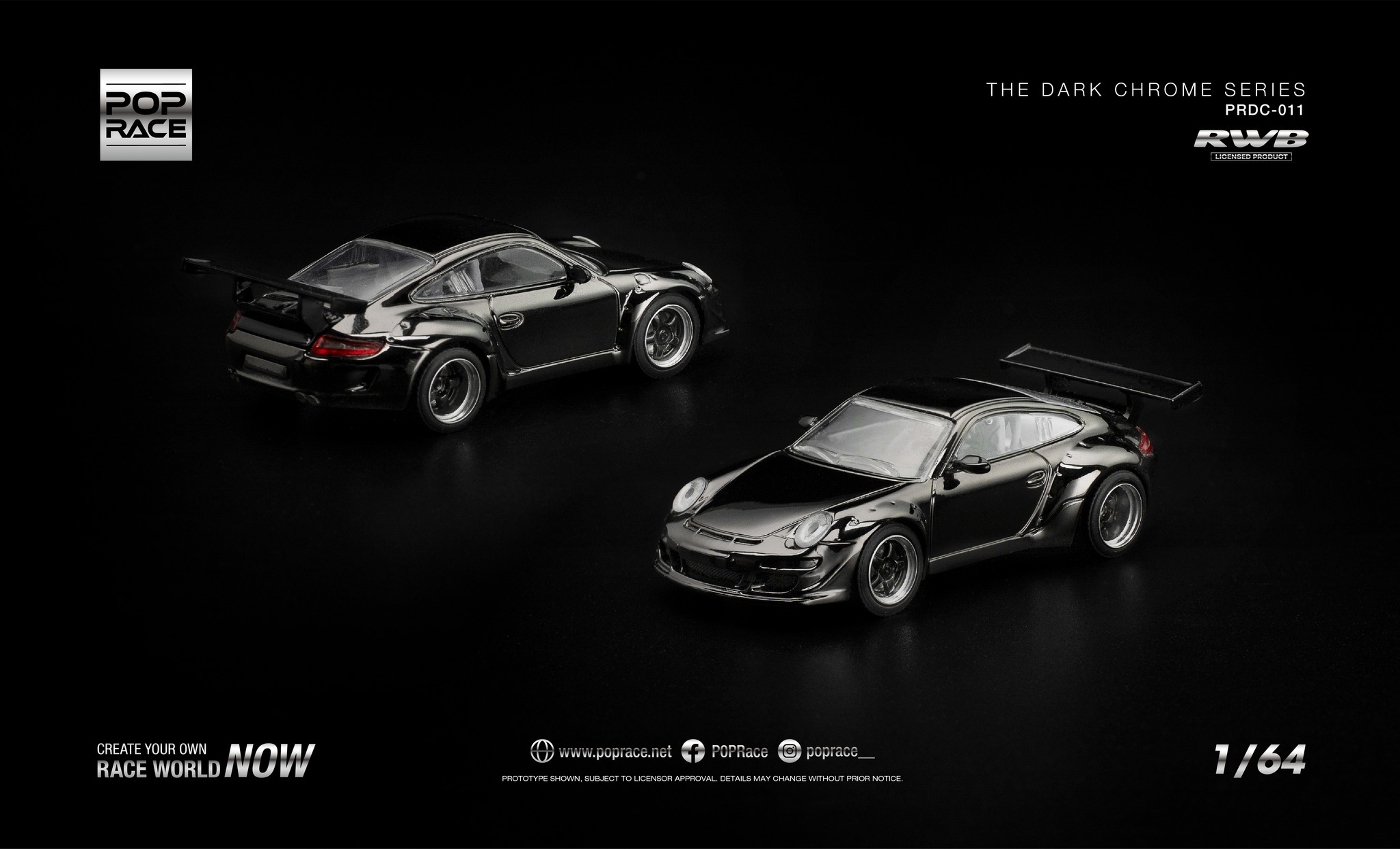 預訂:1/64 POP RACE RWB 997 DARK CHROME (PRDC011)