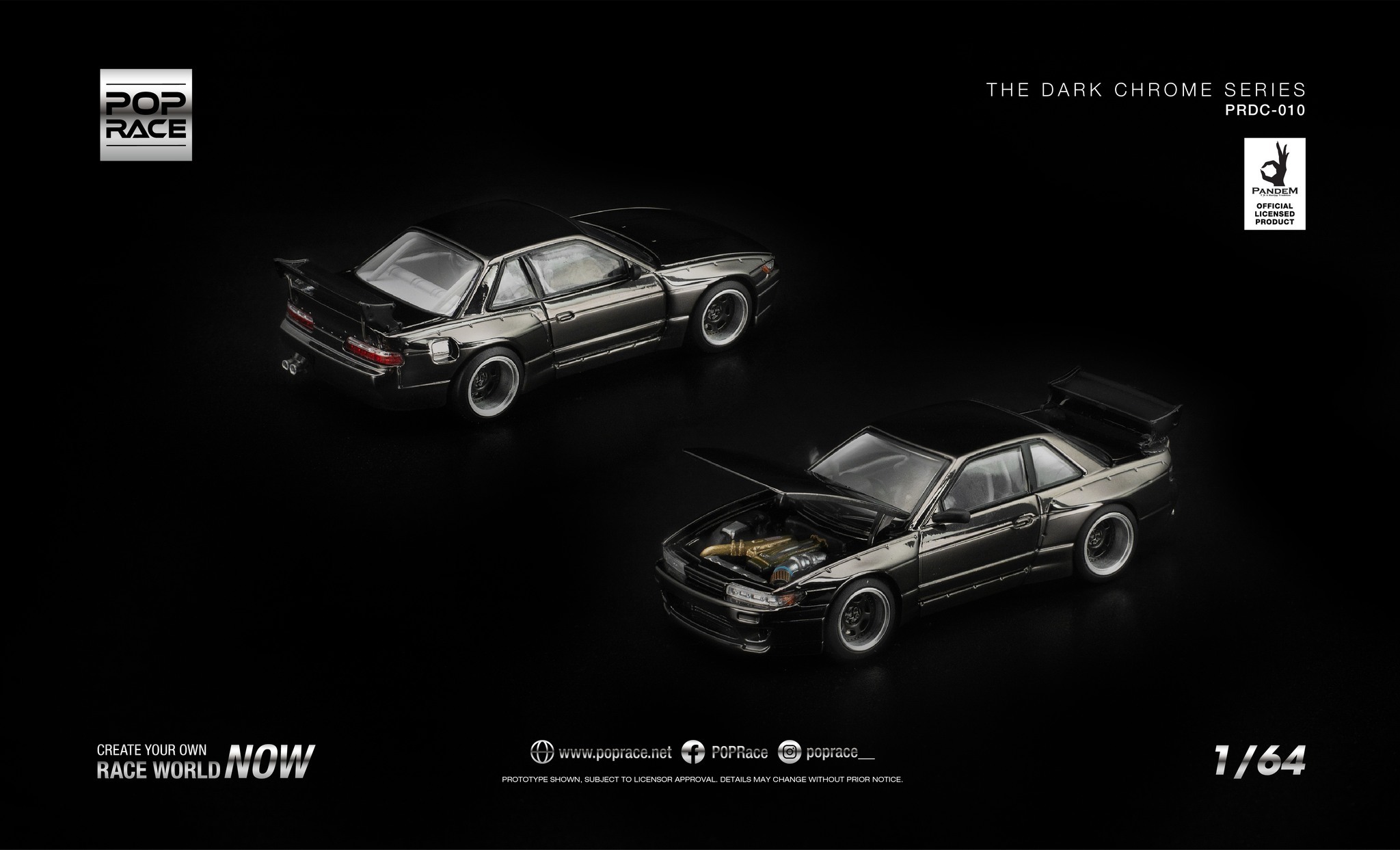 預訂:1/64 POP RACE PANDEM S13 DARK CHROME (PRDC010 )