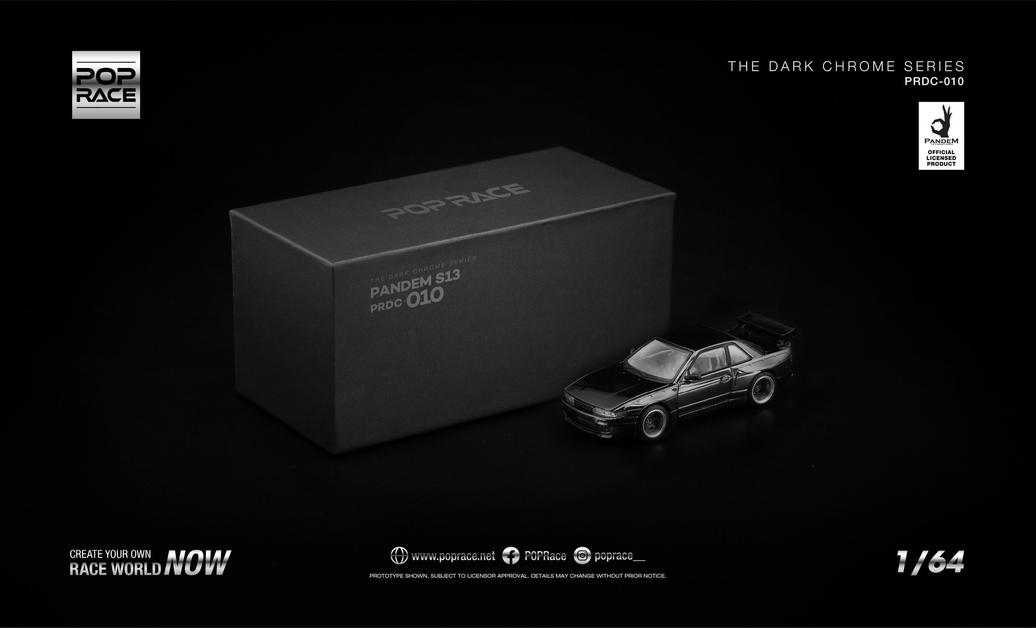 預訂:1/64 POP RACE PANDEM S13 DARK CHROME (PRDC010 )