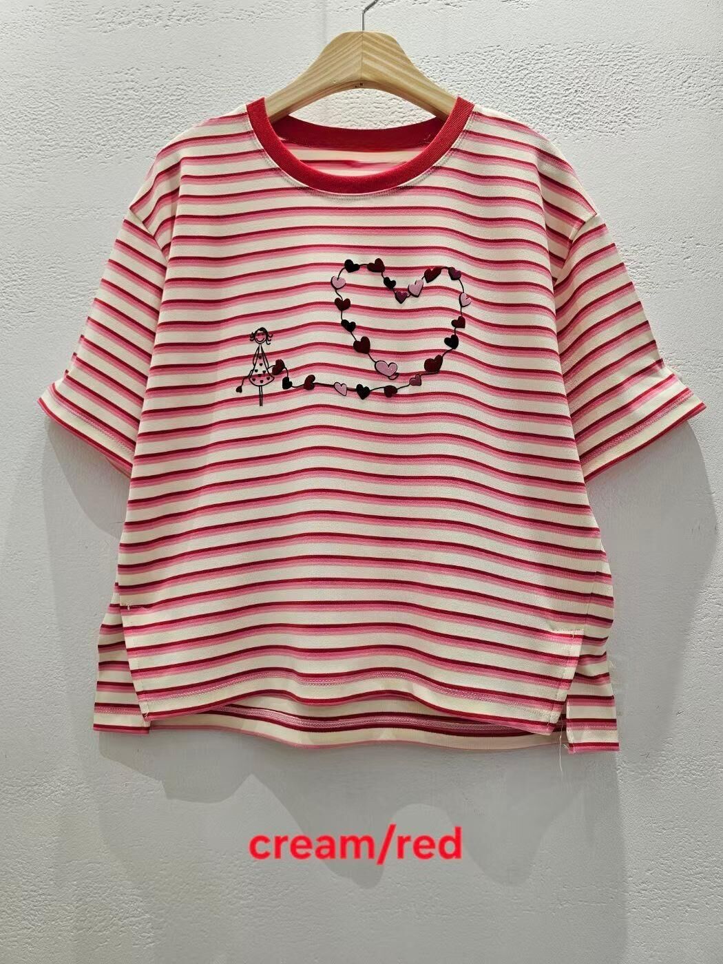 韓國O牌子橫間心型圖案top~159H