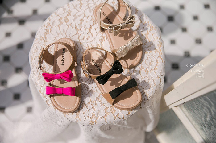 正韓夏Babyzzam 三色雙蝴蝶結涼鞋