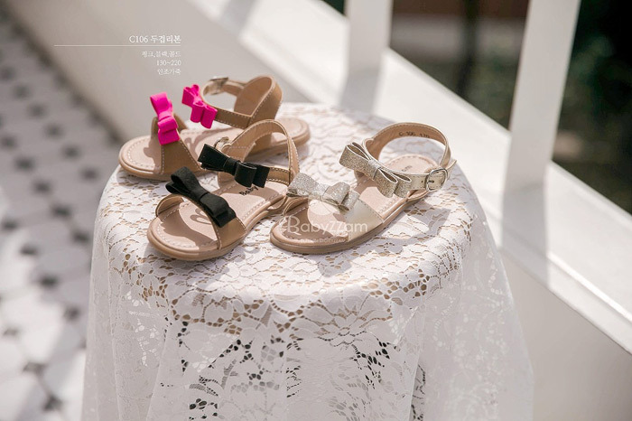 正韓夏Babyzzam 三色雙蝴蝶結涼鞋