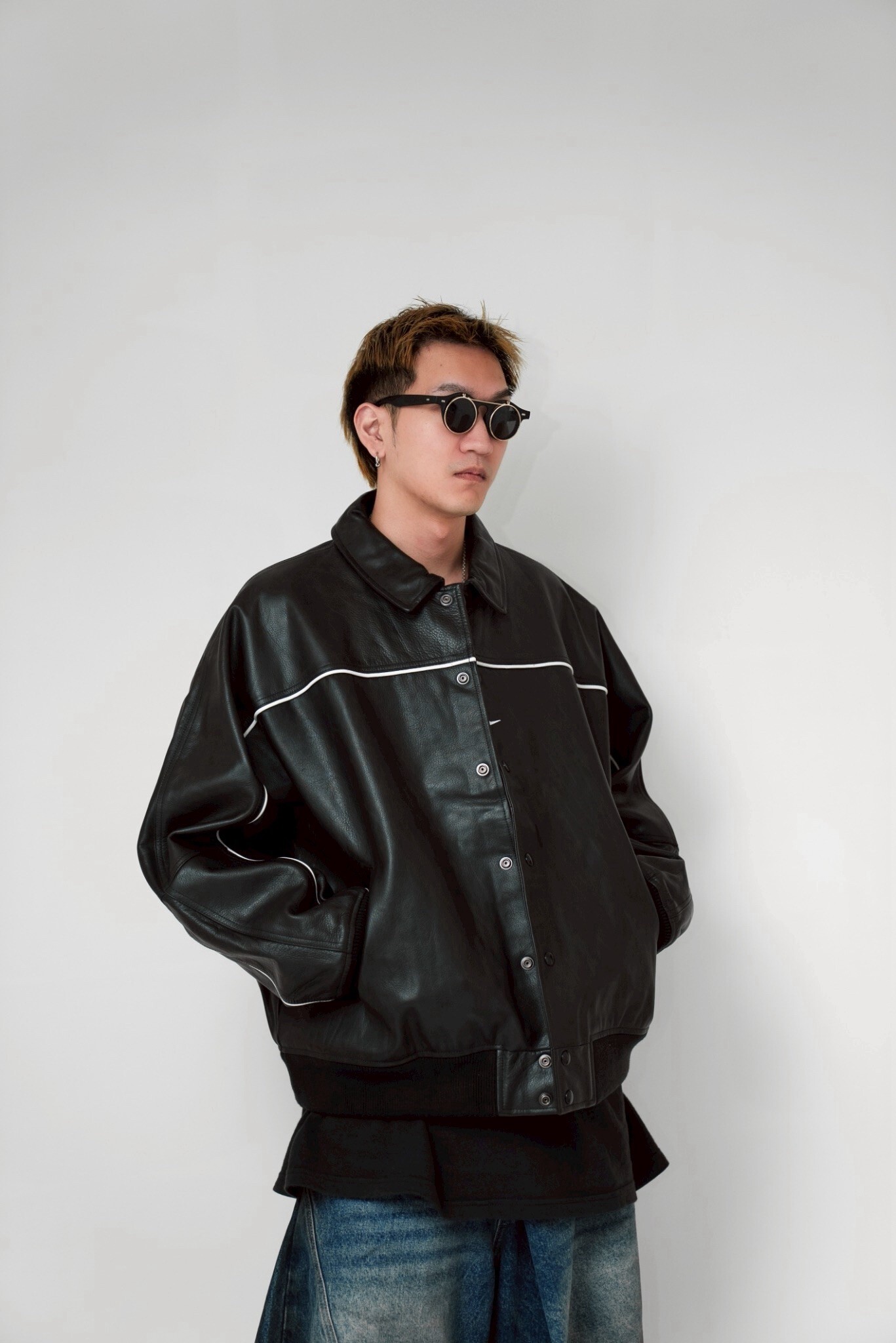 【Focus Store】現貨秒發 Nike x Supreme SS25 Leather Varsity Jacket "Black" 皮革棒球外套 黑色