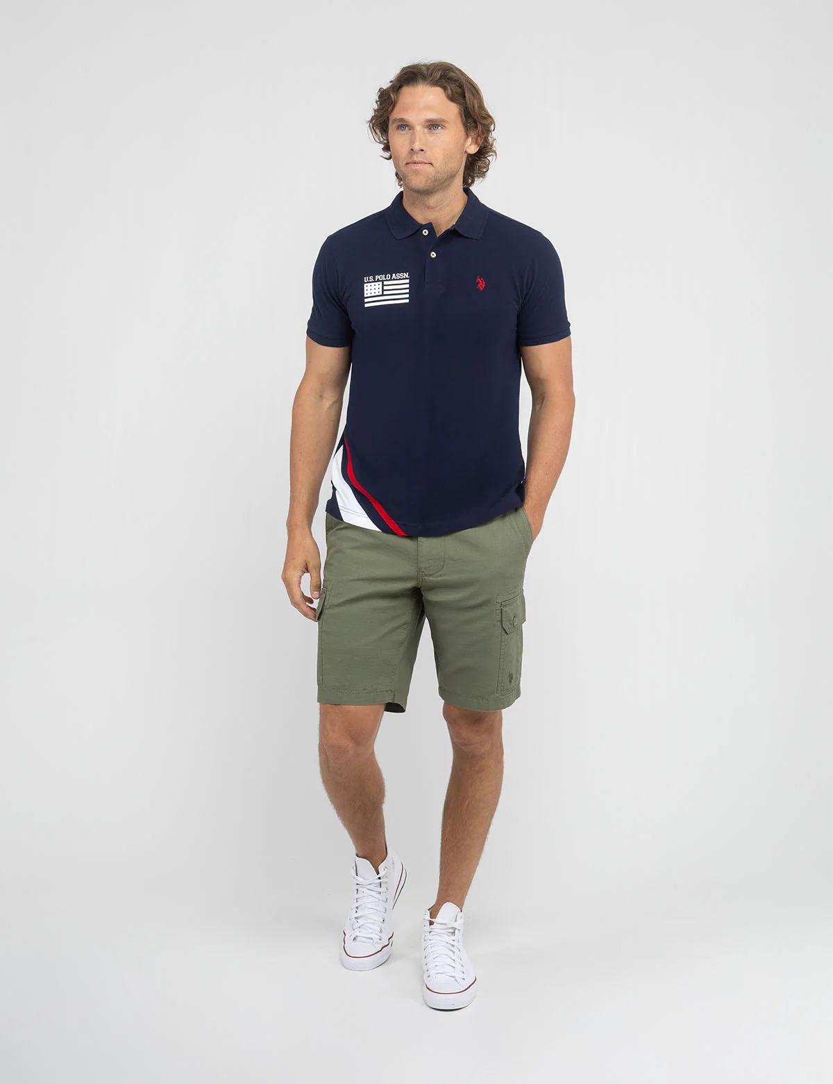 【預購】U.S. POLO ASSN. H041809 國旗絲帶印花 Polo 衫