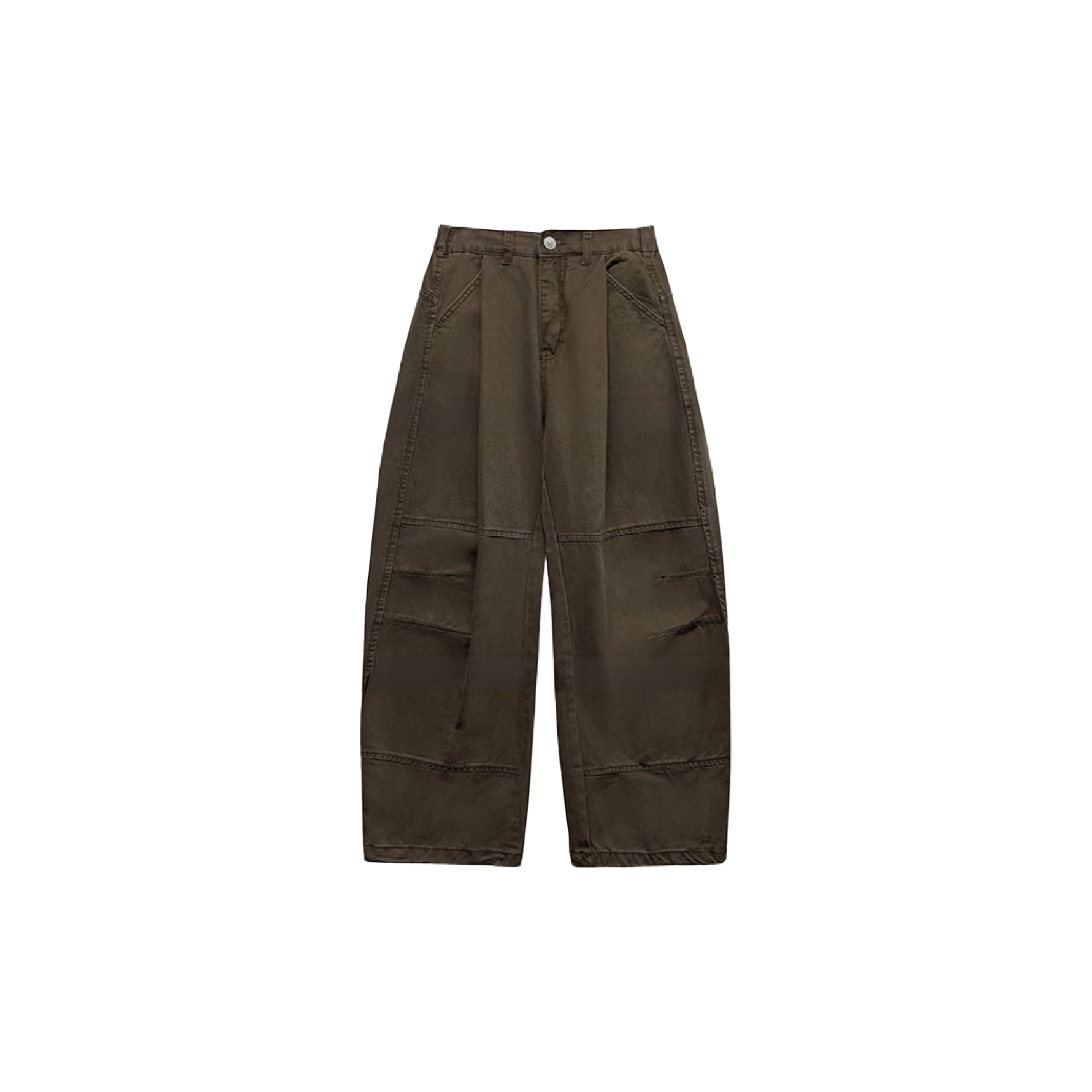 韓國 打摺 切線 耐磨 弧形 工作 長褲 彎刀褲