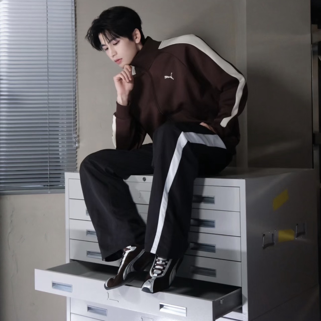 PUMA H-STREET 深咖 銀邊 張凌赫同款 薄底鞋 德訓 403692-11