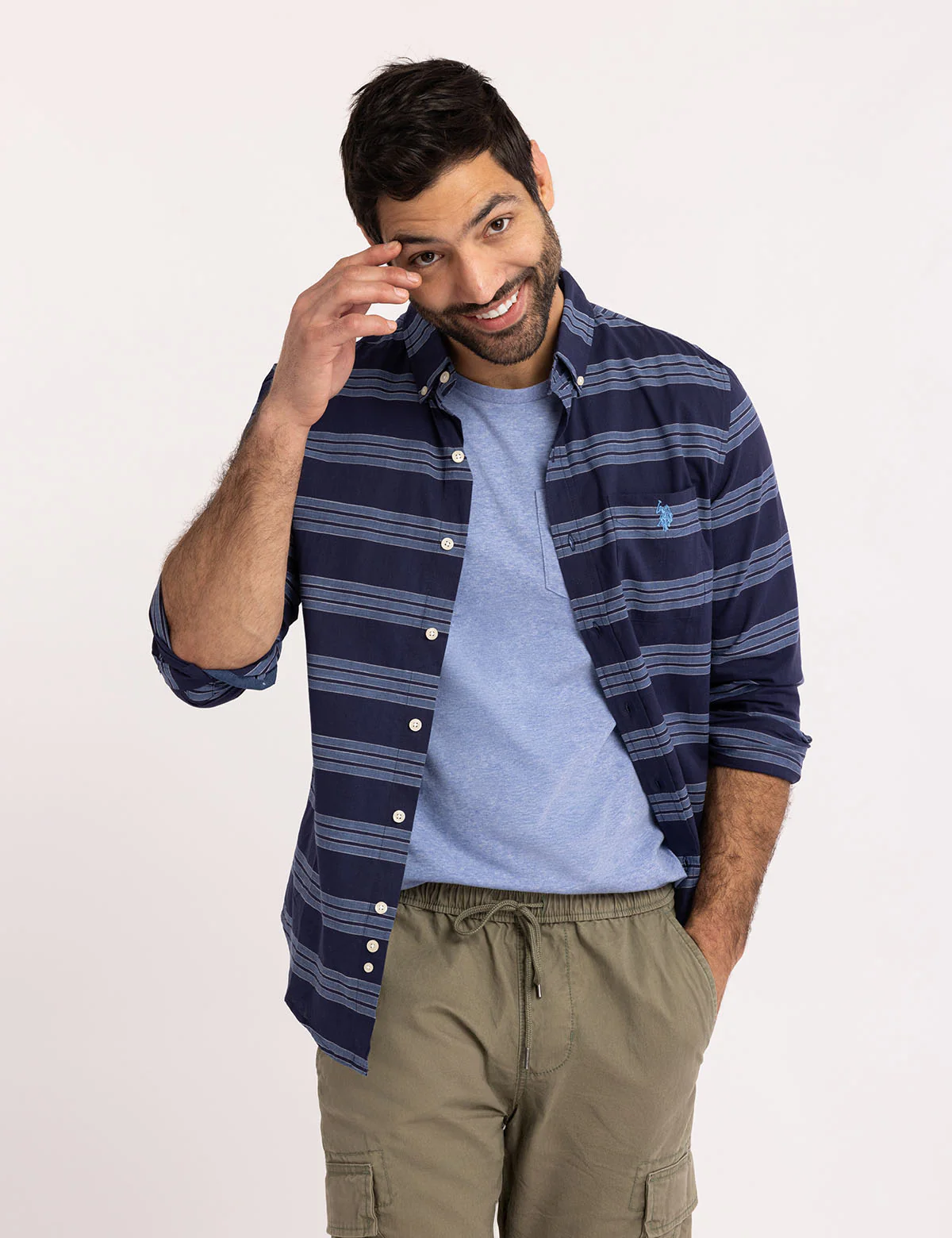 【預購】U.S. POLO ASSN. H041818 棉質三重彈力府綢襯衫