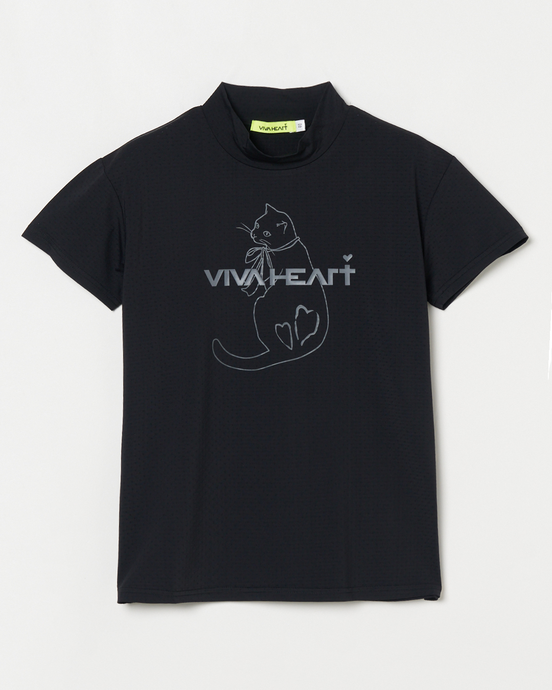 女士-貓咪印花短袖小高領