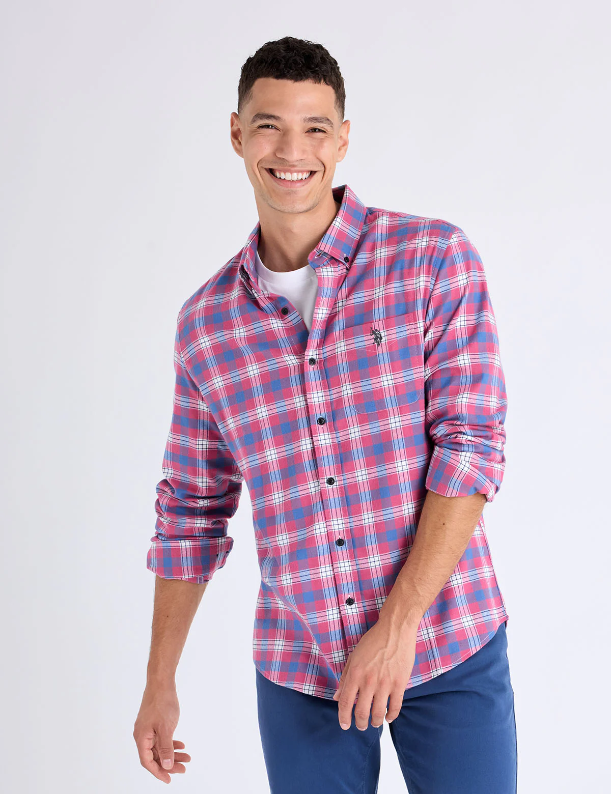 【預購】U.S. POLO ASSN. H041823 長袖大格紋磨毛斜紋布襯衫