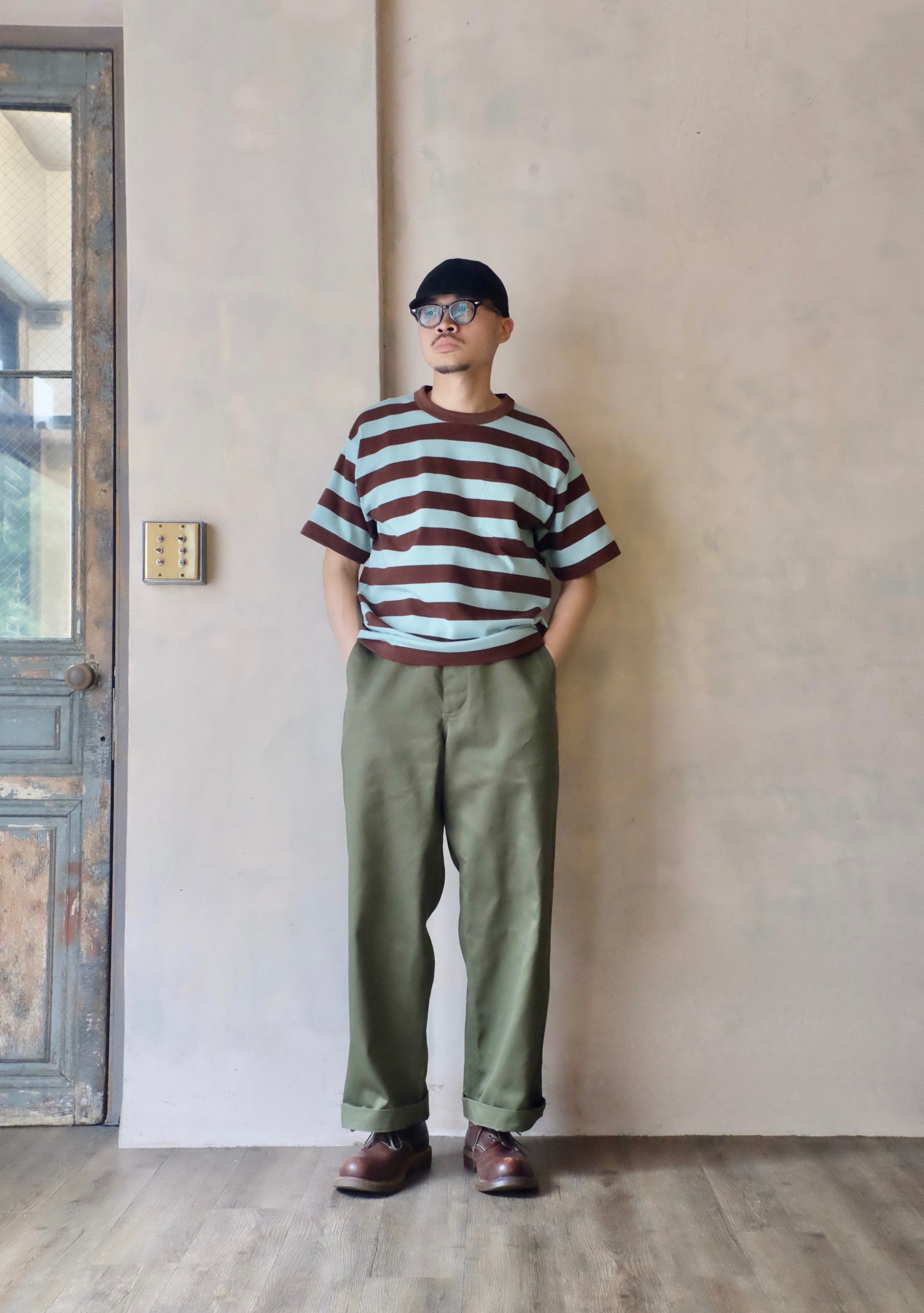 HOUSTON BORDER Heavy 8oz 高強度重磅橫條紋 TEE / MINT