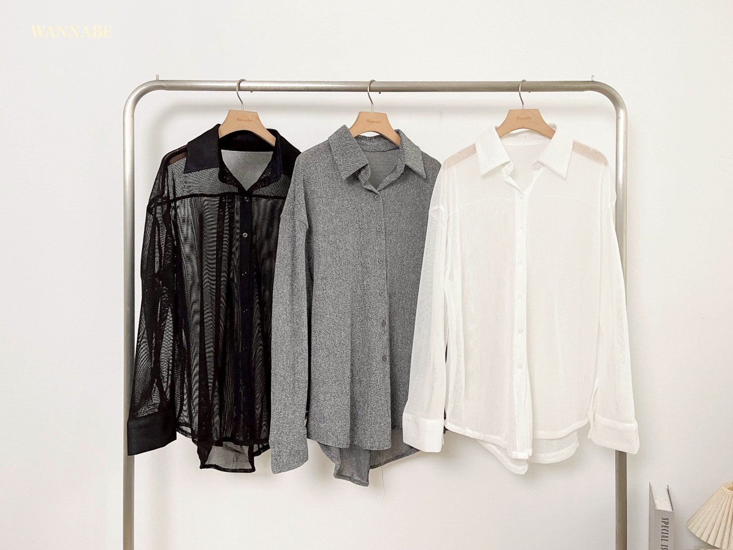 G6085-輕透感寬鬆落肩襯衫