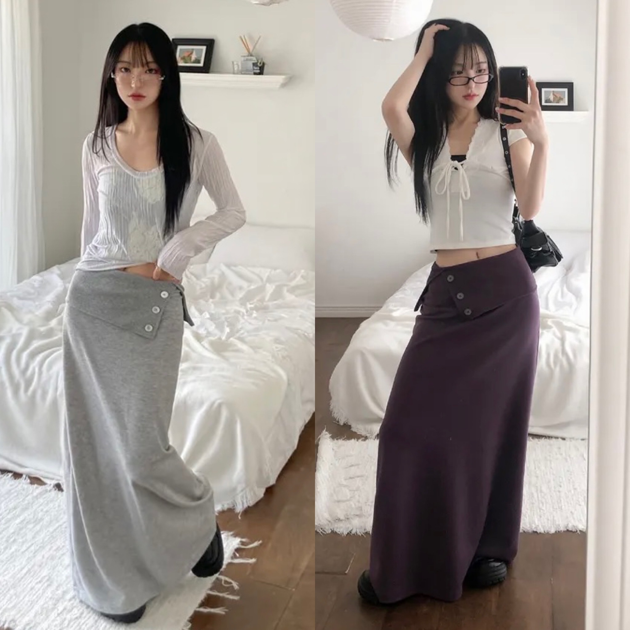 【優惠價預訂】韓國鈕扣A CUT長裙（4色）