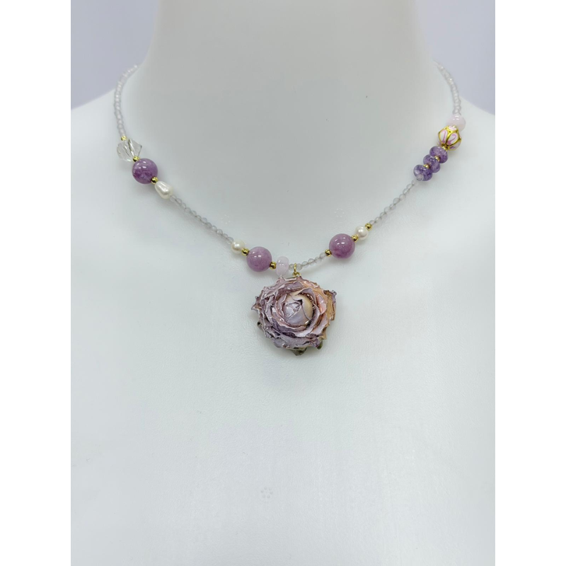 ACC-CCG0421-002 天然石紫玉乾花頸鏈 (A2)