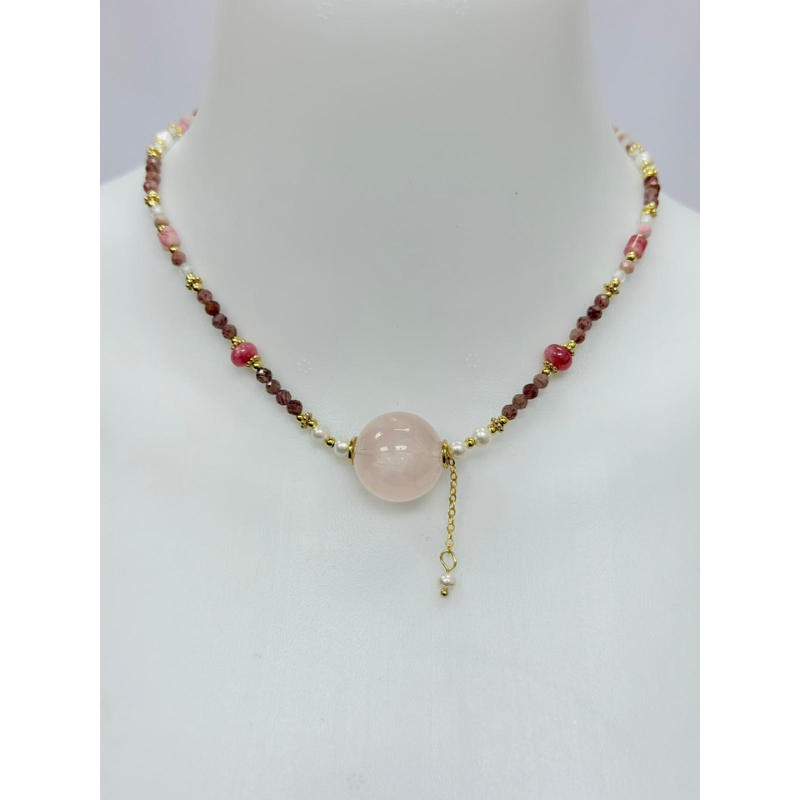 ACC-CCG0421-003 天然水晶粉晶主珠頸鏈 (A3)