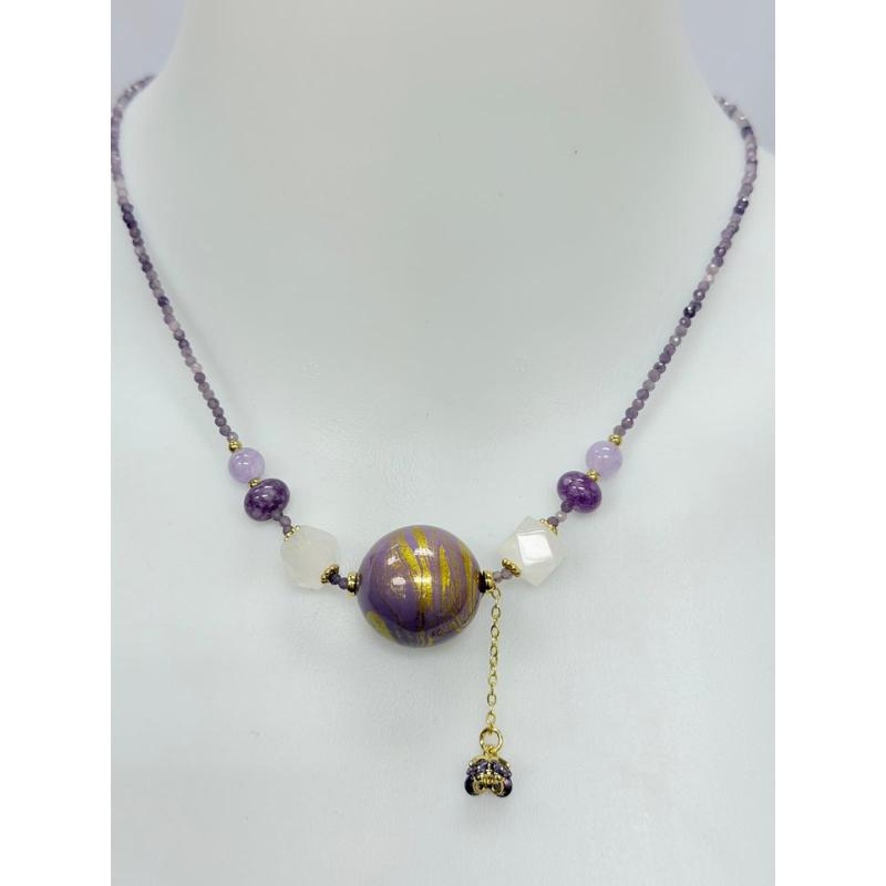 ACC-CCG0421-004 天然水晶紫金紋主珠頸鏈 (A4)