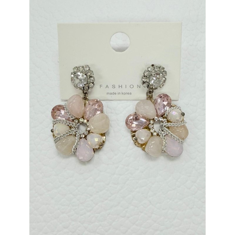 ACC-CCG0421-023 天然水晶花型手工耳環 (A23)