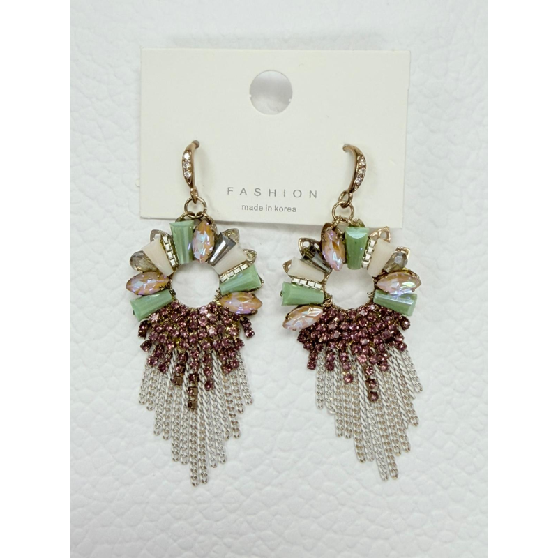 ACC-CCG0421-024 天然石手工流蘇圓環耳環 (A24)