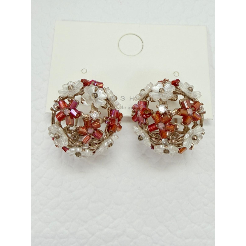 ACC-CCG0421-026 手工串珠圓環花朵耳環 (A26)