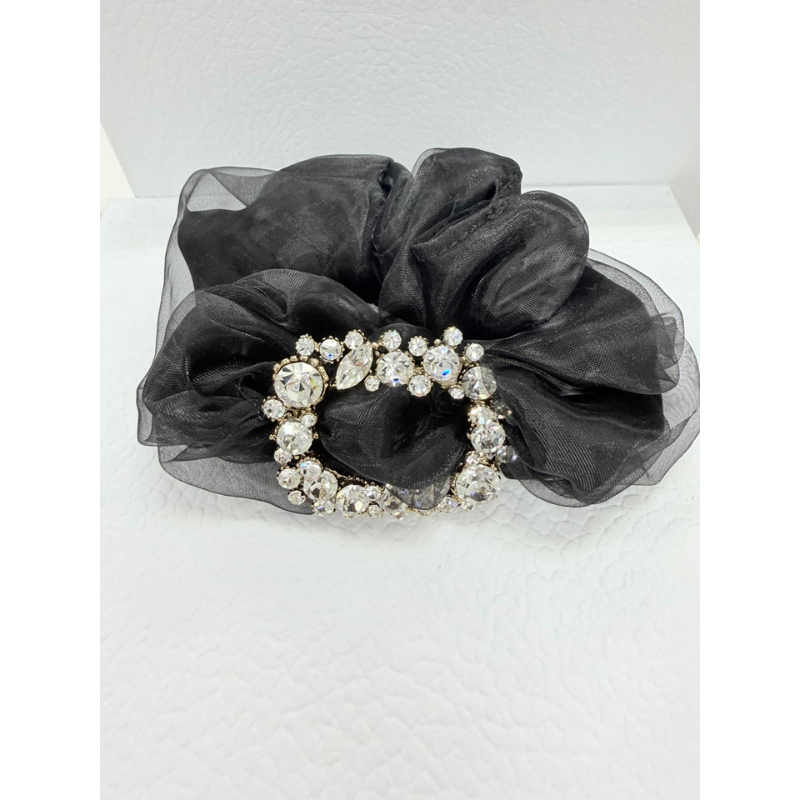 ACC-CCG0421-028 施華洛石黑色絨布髮圈 (A28)