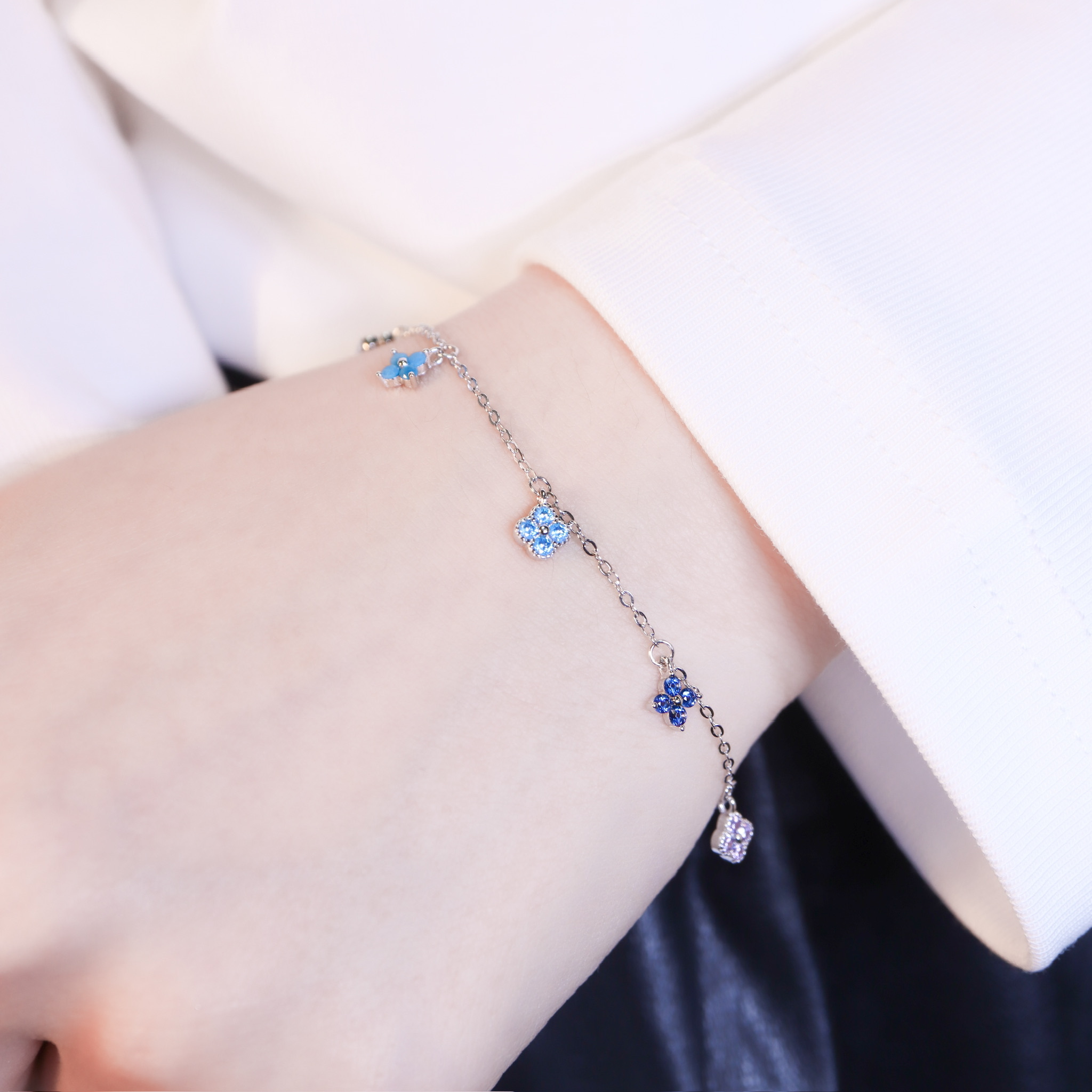 | 925純銀・白金 | 漫藍小幸福手鏈 | BR1554 |