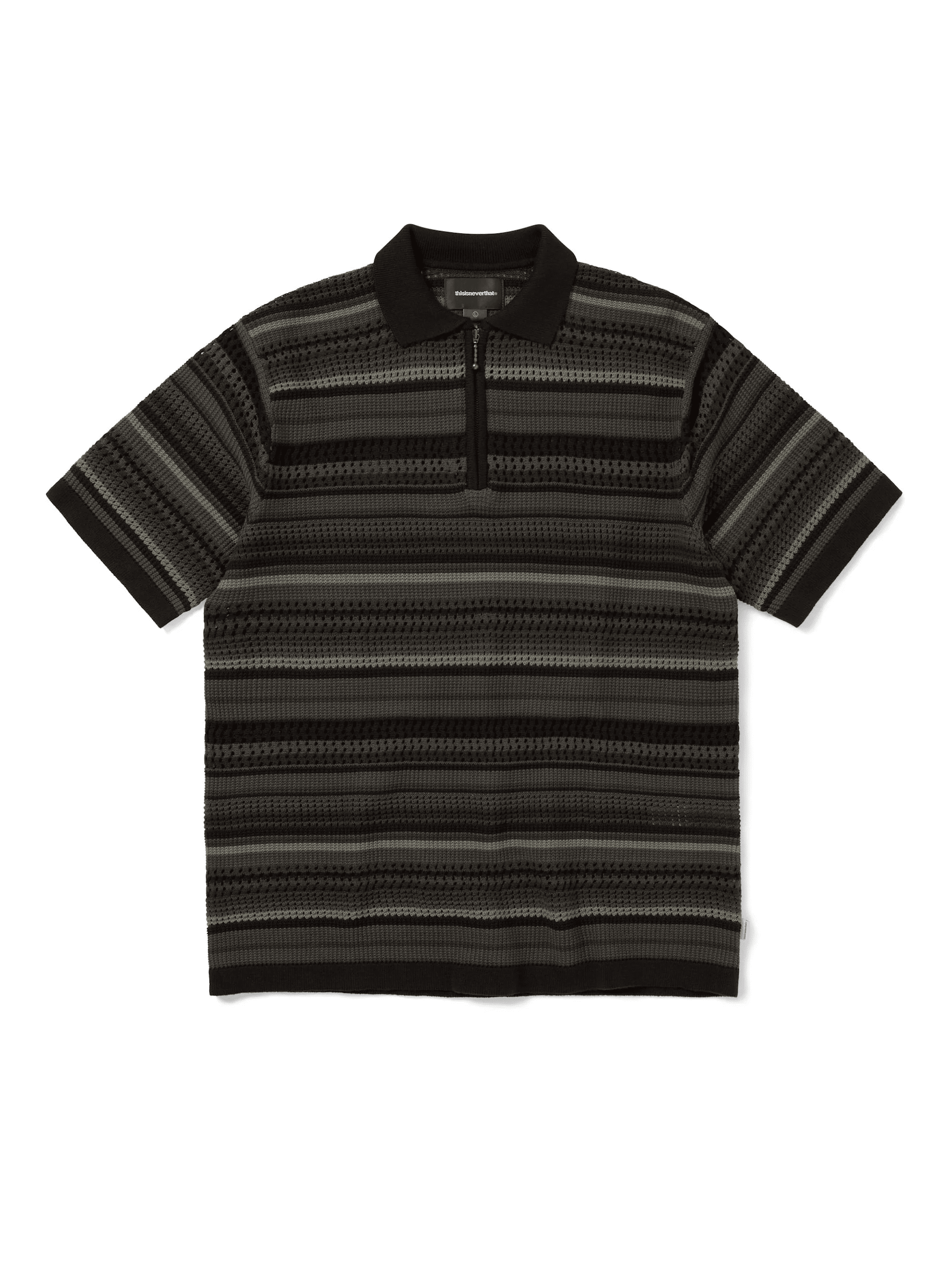 thisisneverthat｜Striped S/S KnIt Polo "Black"