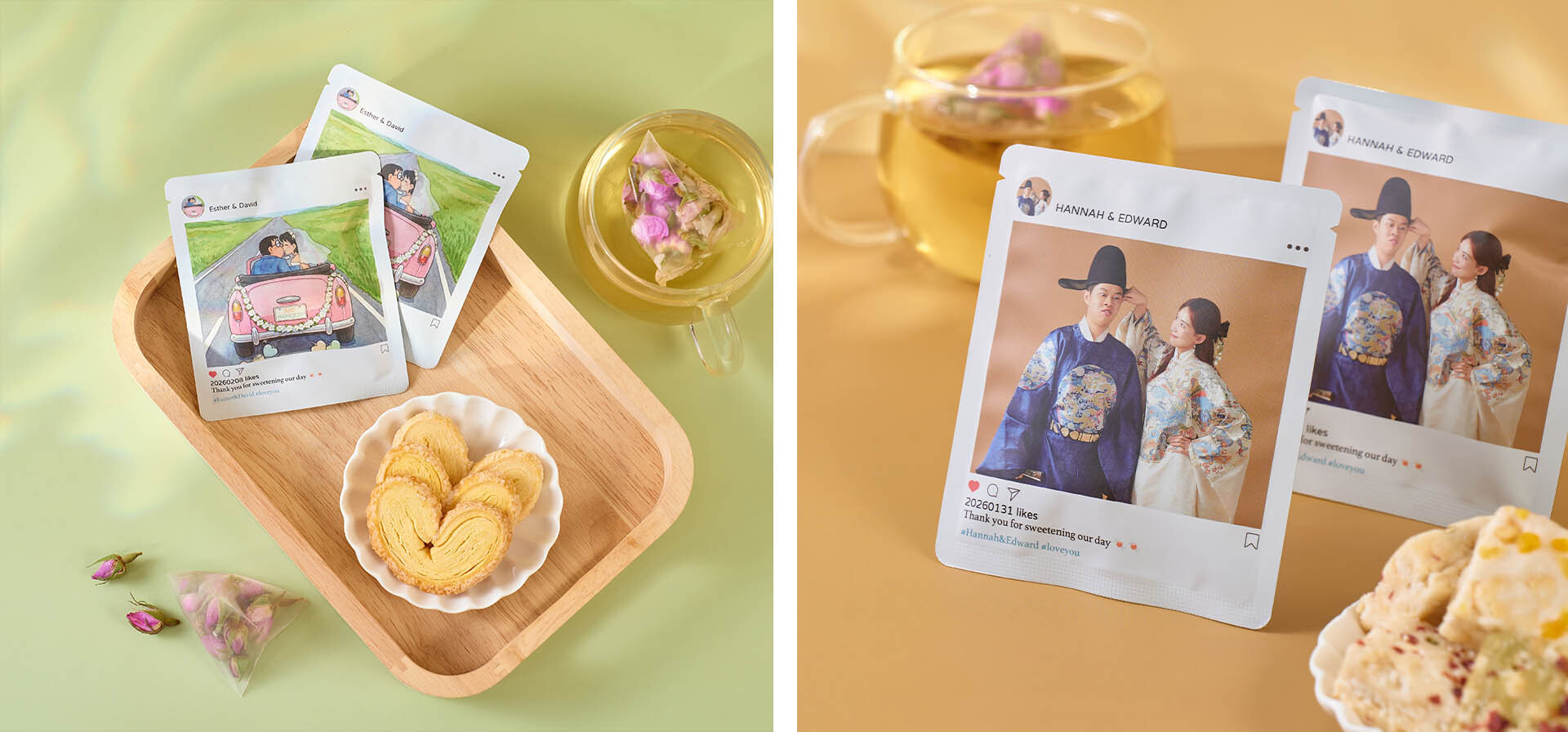 訂製回禮小禮物,prewedding相片化身成甜蜜花茶回禮禮物