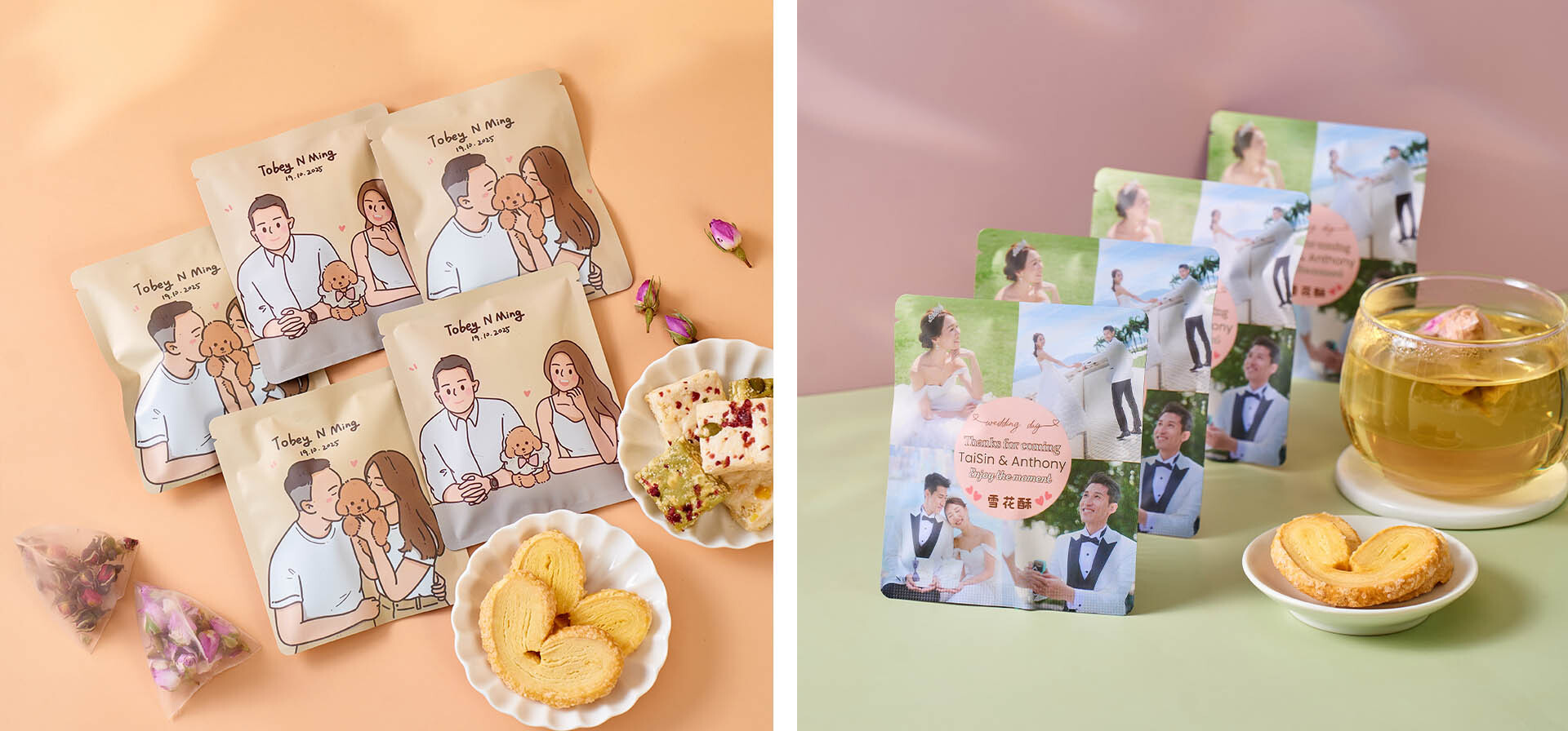 訂製回禮小禮物,prewedding相片化身成甜蜜花茶回禮禮物