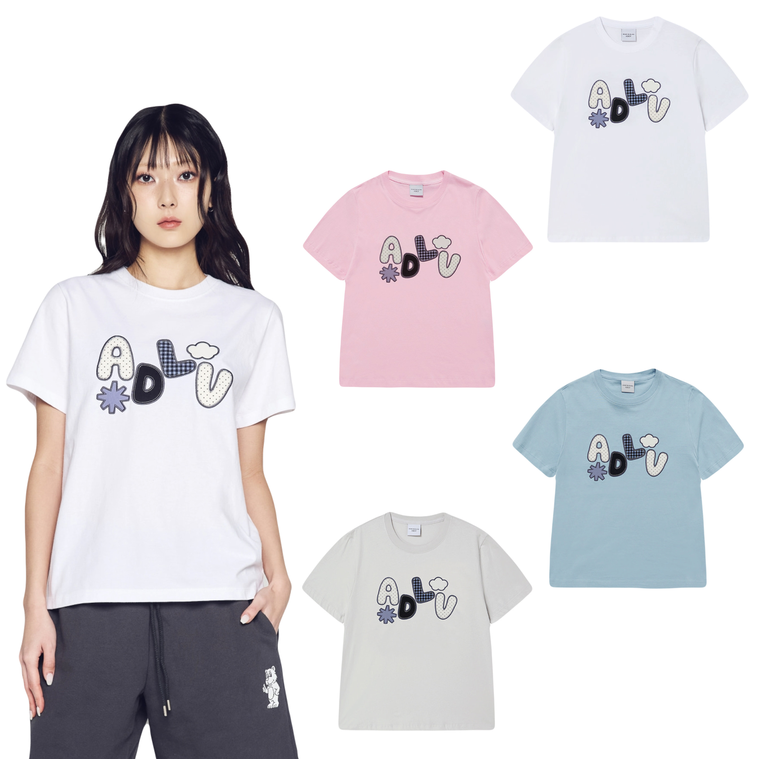 【9】ADLV WOMAN ADLV APPLIQUE LOGO SHORT SLEEVE T-SHIRT (2個尺碼 / 4色選擇)