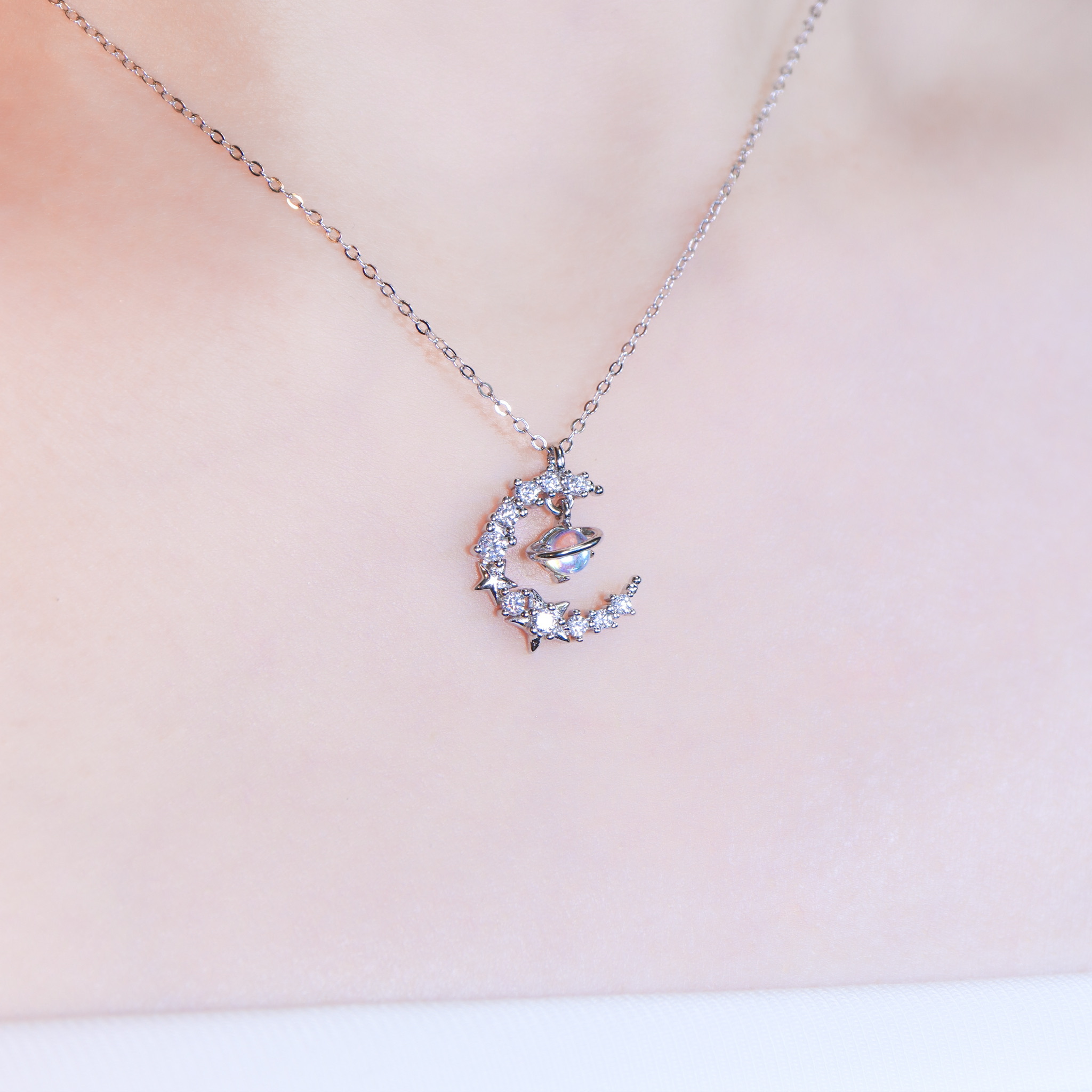 | 925純銀・厚鍍白金・琉璃 | 只想陪著你項鍊 | NE1630 |