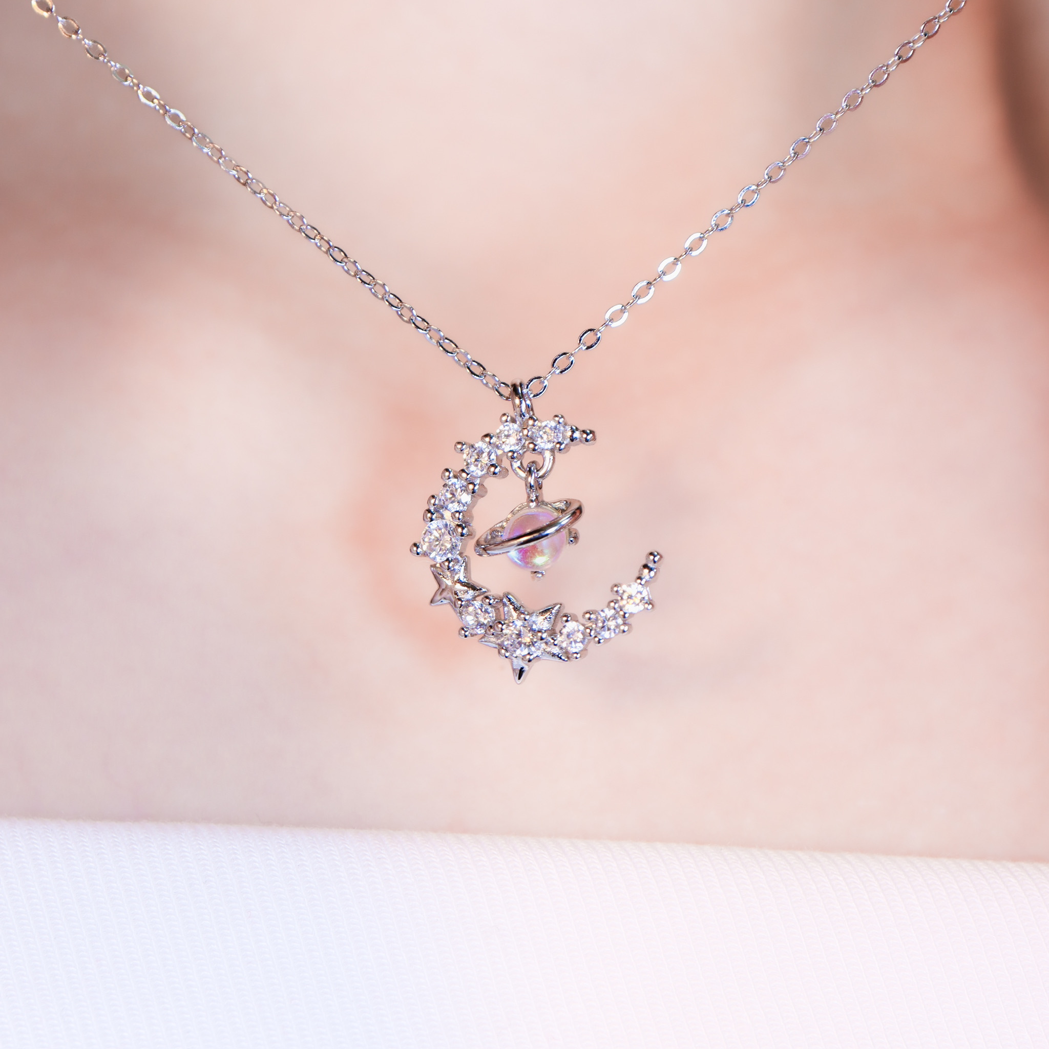 | 925純銀・厚鍍白金・琉璃 | 只想陪著你項鍊 | NE1630 |