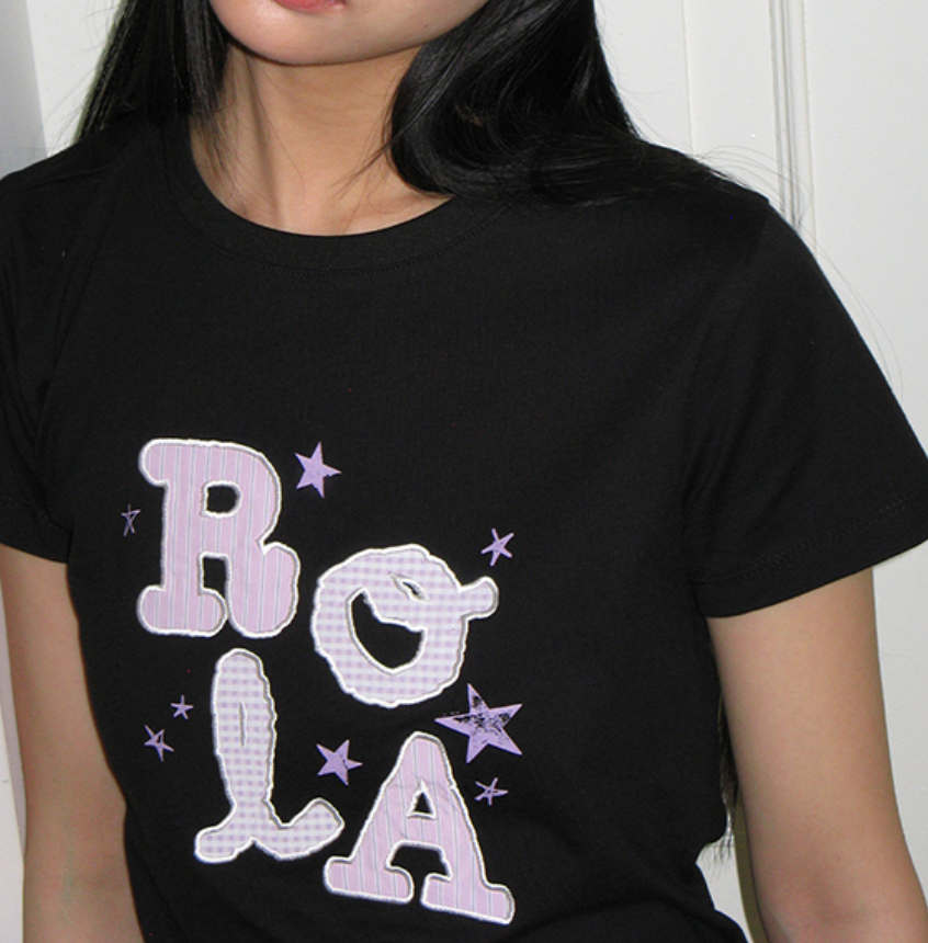 YI025 ROLAROLAROLA LETTERING PATCHWORK T-SHIRT