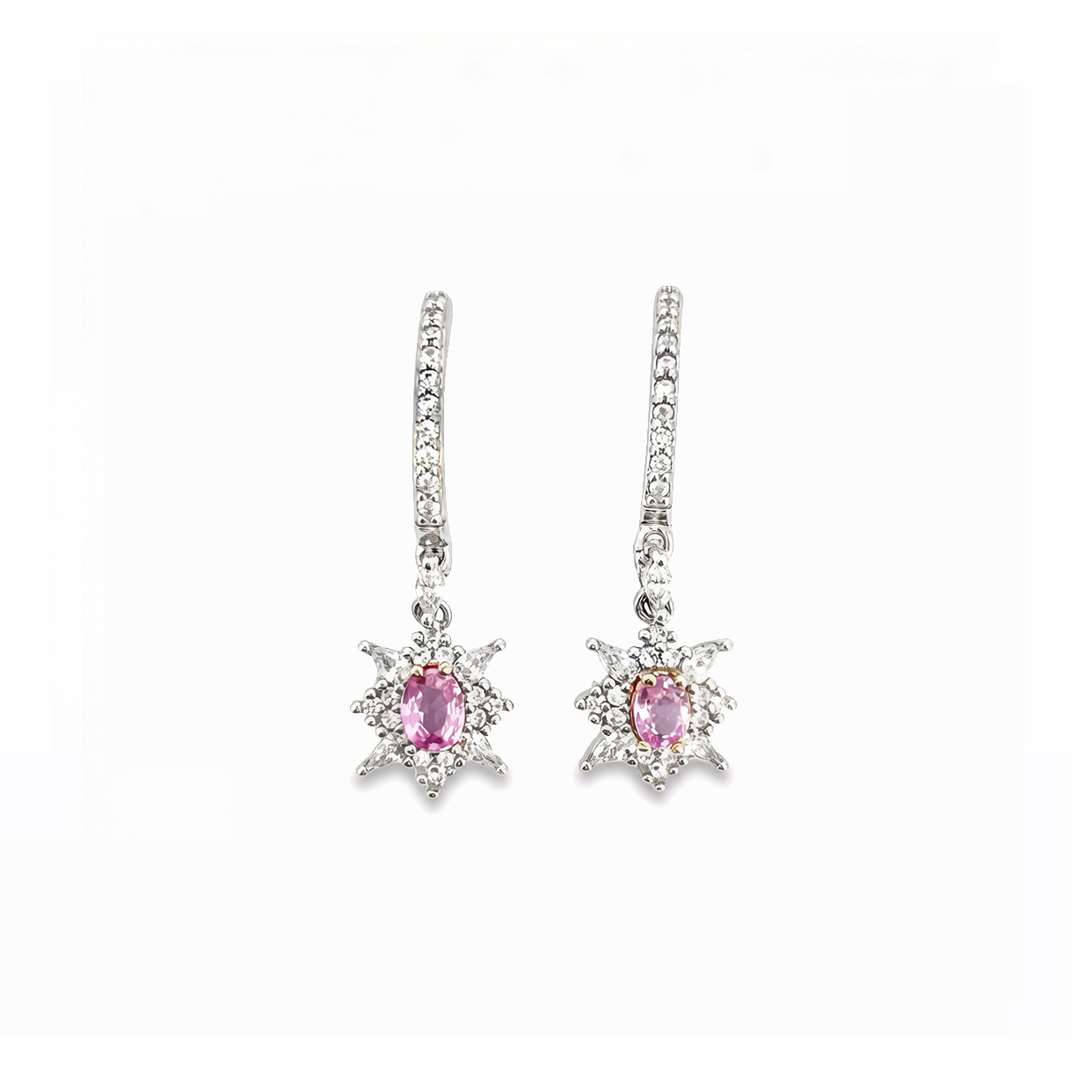 T390粉尖晶耳環