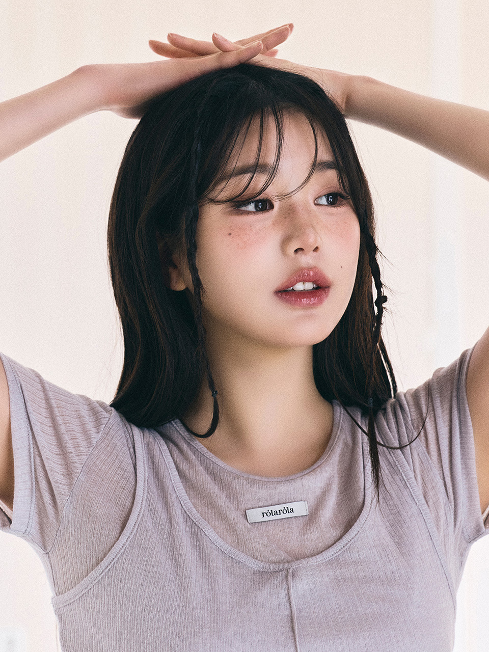 YI022 ROLAROLANUBASIC NUBASIC TENCEL HALF T-SHIRT 灰色