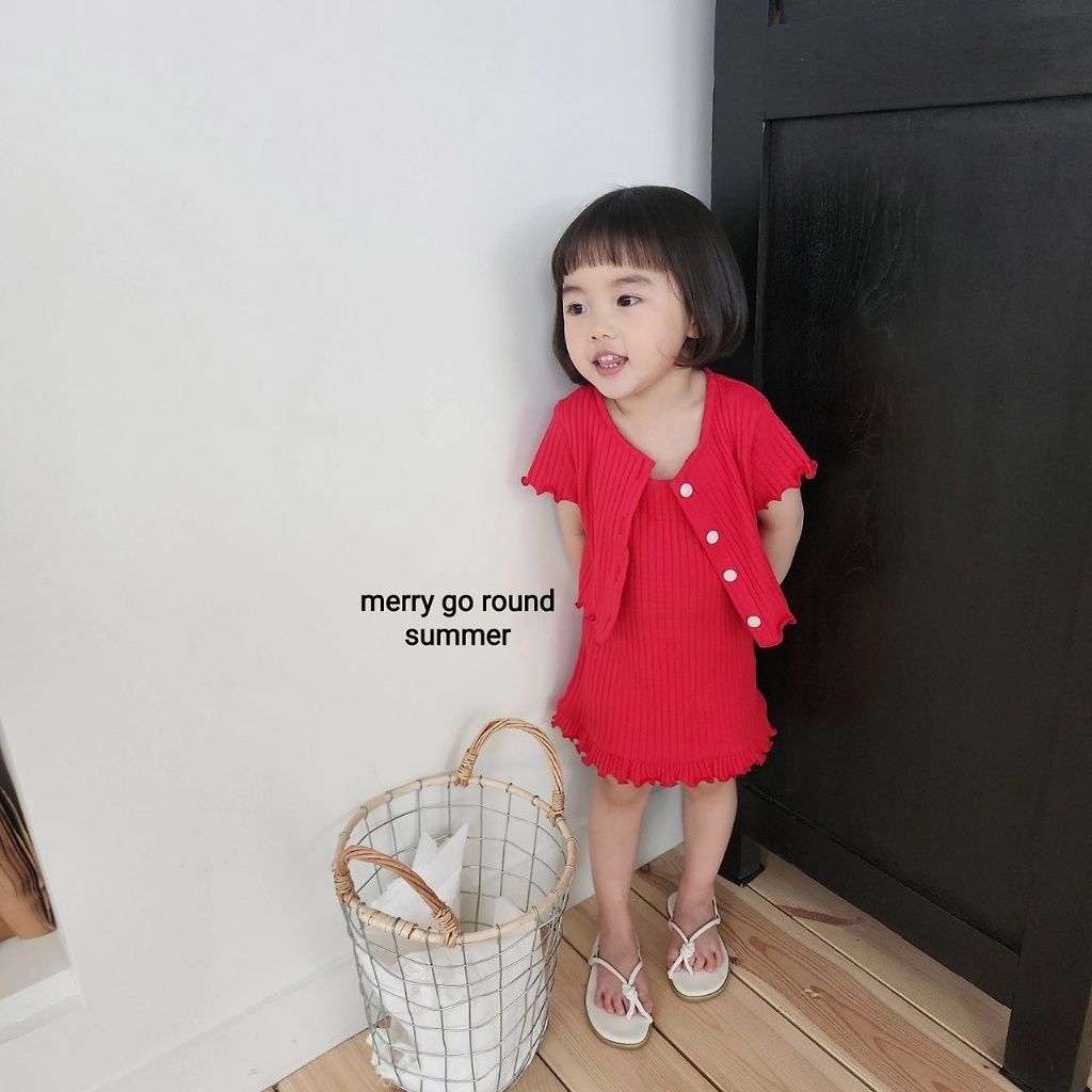 正韓夏Merry-go-round 捲捲外套+吊帶洋裝組