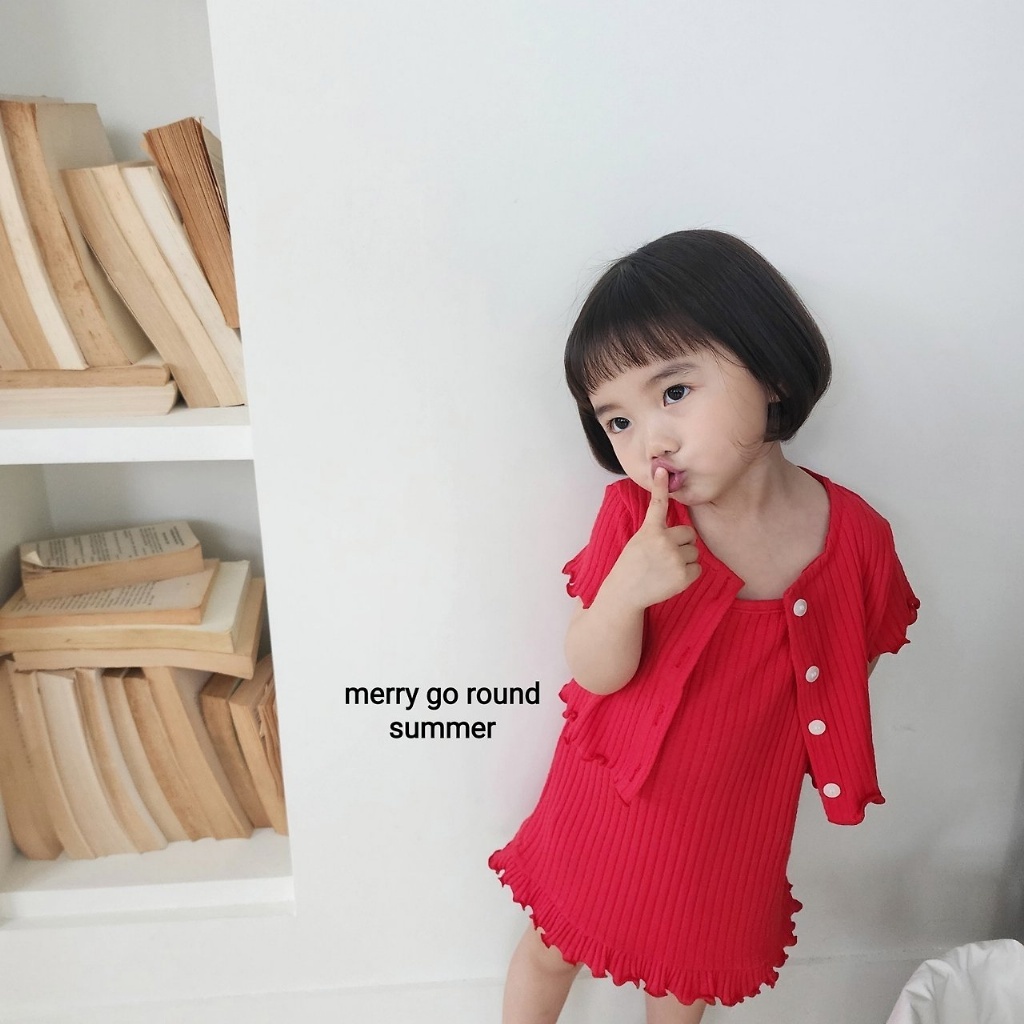 正韓夏Merry-go-round 捲捲外套+吊帶洋裝組
