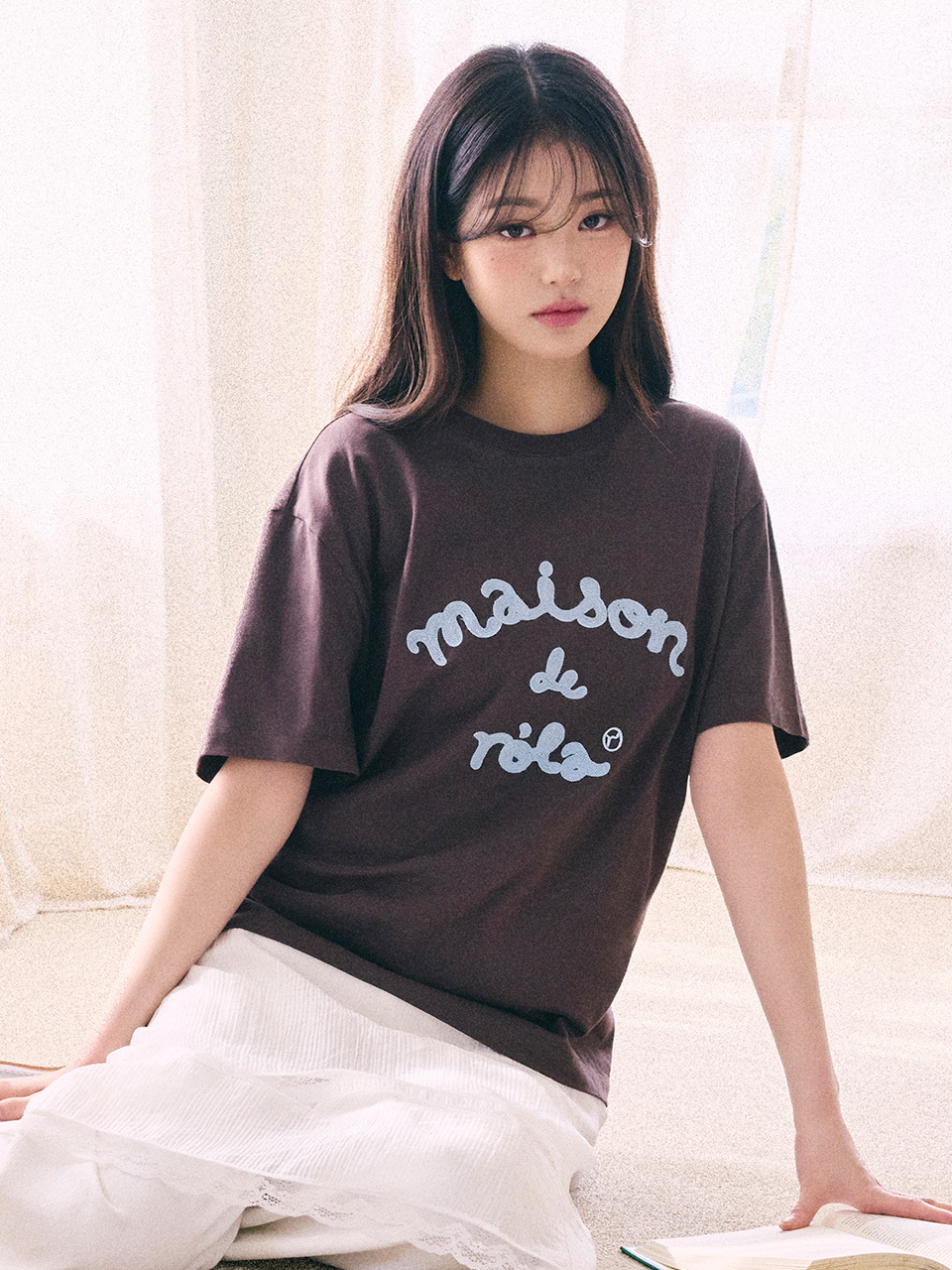 YI015 ROLAROLAMAISON DE ROLA EMBROIDERY LOOSE FIT T-SHIRT FREE SIZE