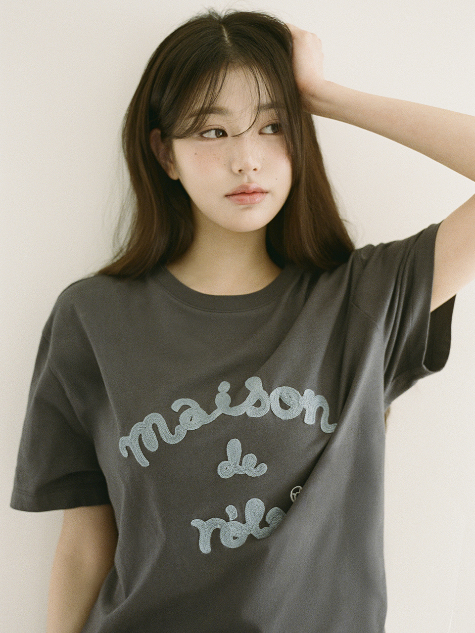 YI015 ROLAROLAMAISON DE ROLA EMBROIDERY LOOSE FIT T-SHIRT FREE SIZE