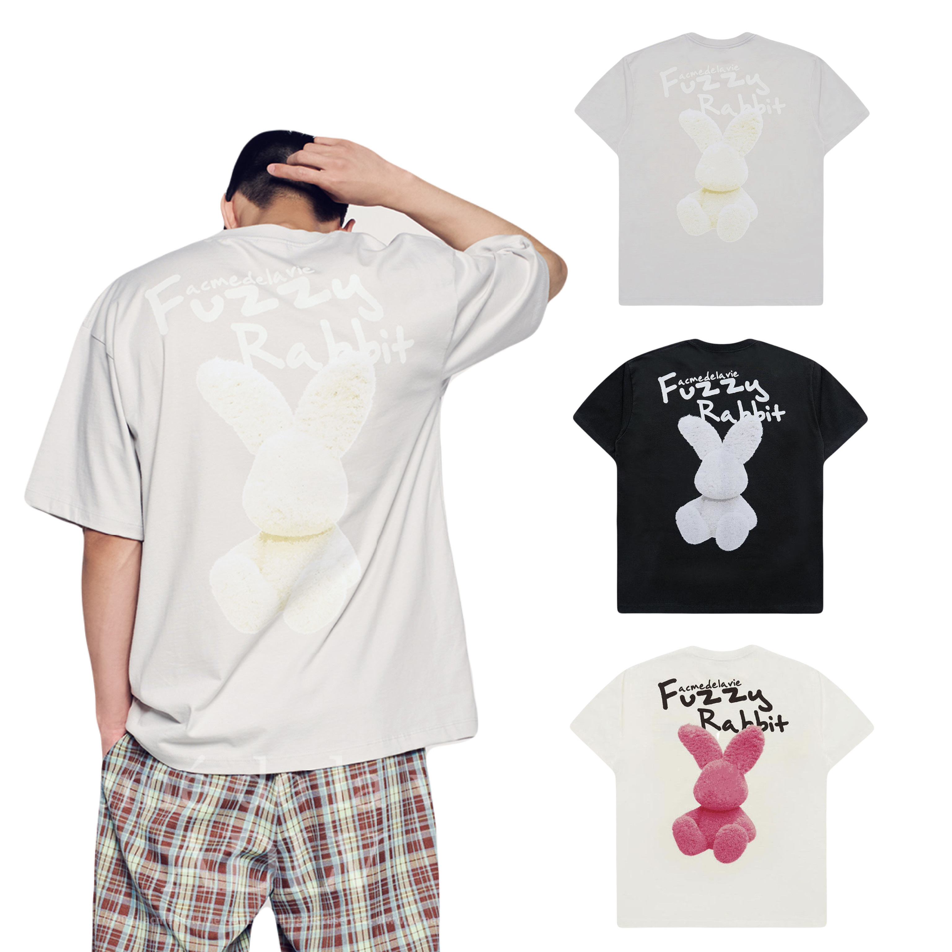 【10】ADLV DOODLE FUZZY RABBIT SHORT SLEEVE T-SHIRT (2個尺碼 / 3色選擇)