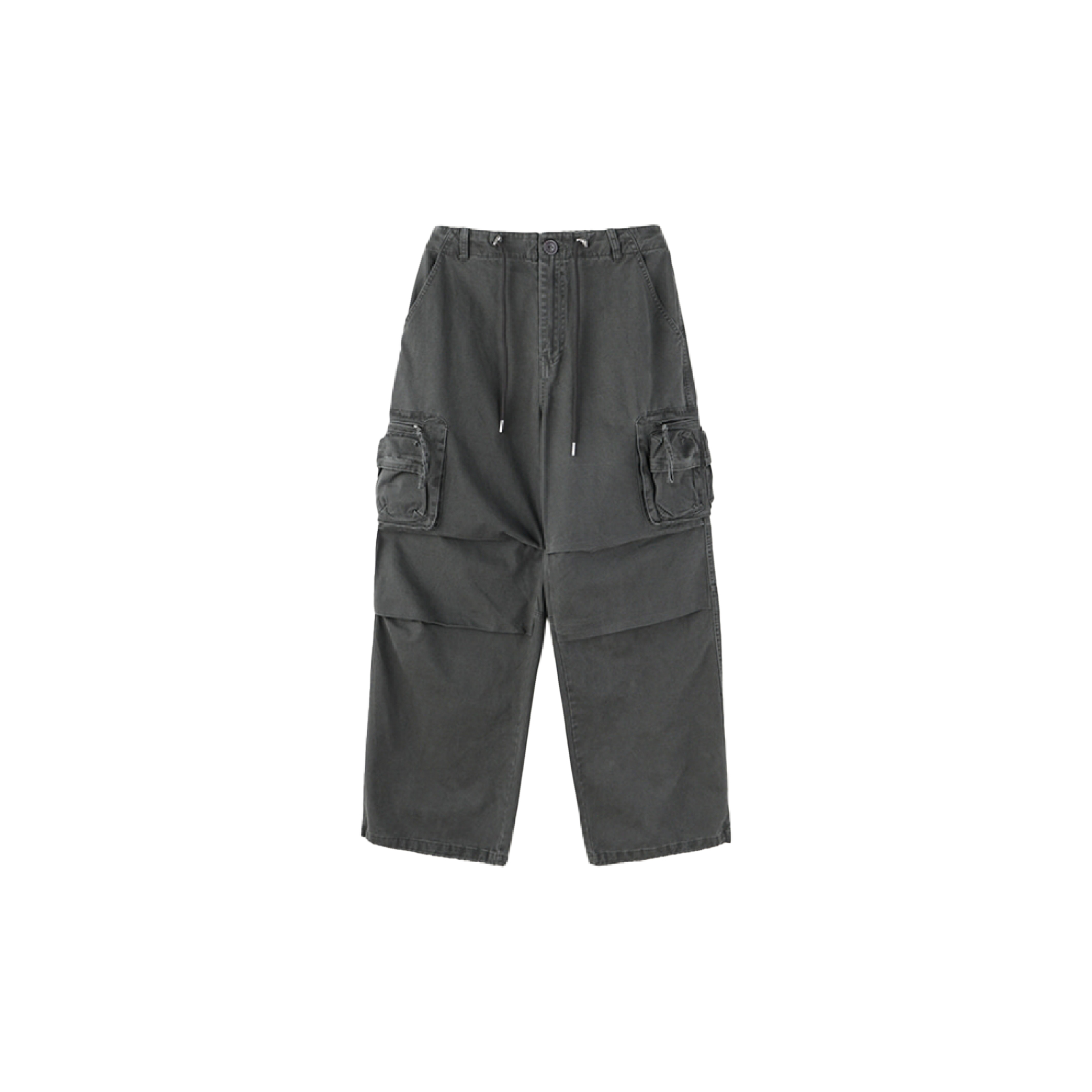 韓國 水洗 多口袋 降落傘 工裝 休閒 長褲