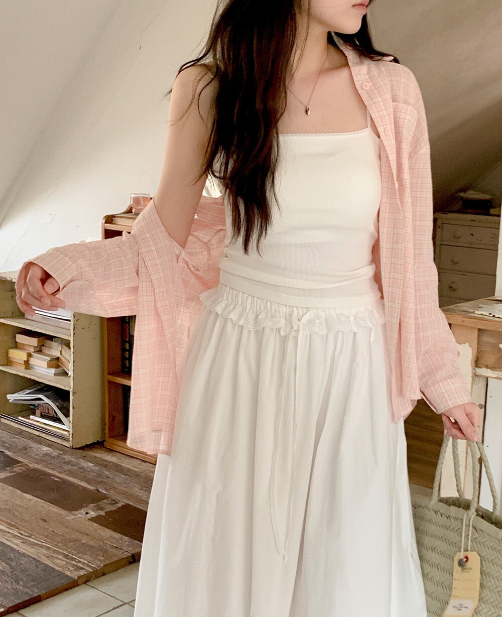 韓國grace muse授權 清新粉彩薄感淡色格紋防曬襯衫