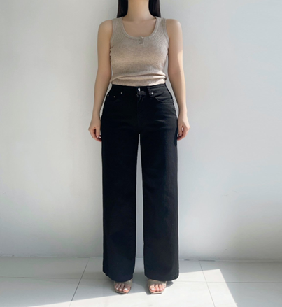 YI008 HOWLUK #3050 STAY COOL 黑色直腳牛腳褲